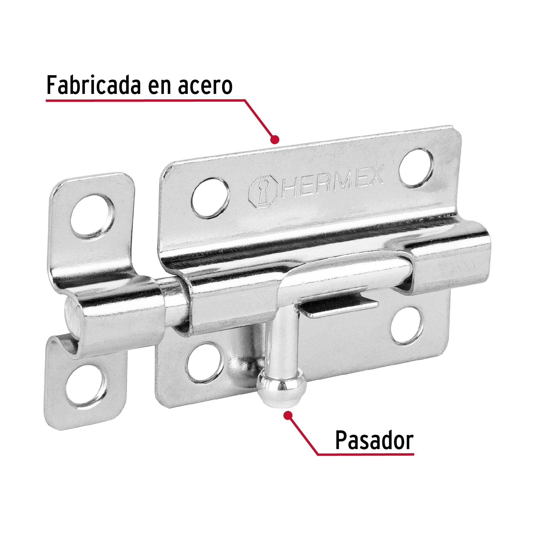 Pasador de barril de acero cromo 3", HERMEX