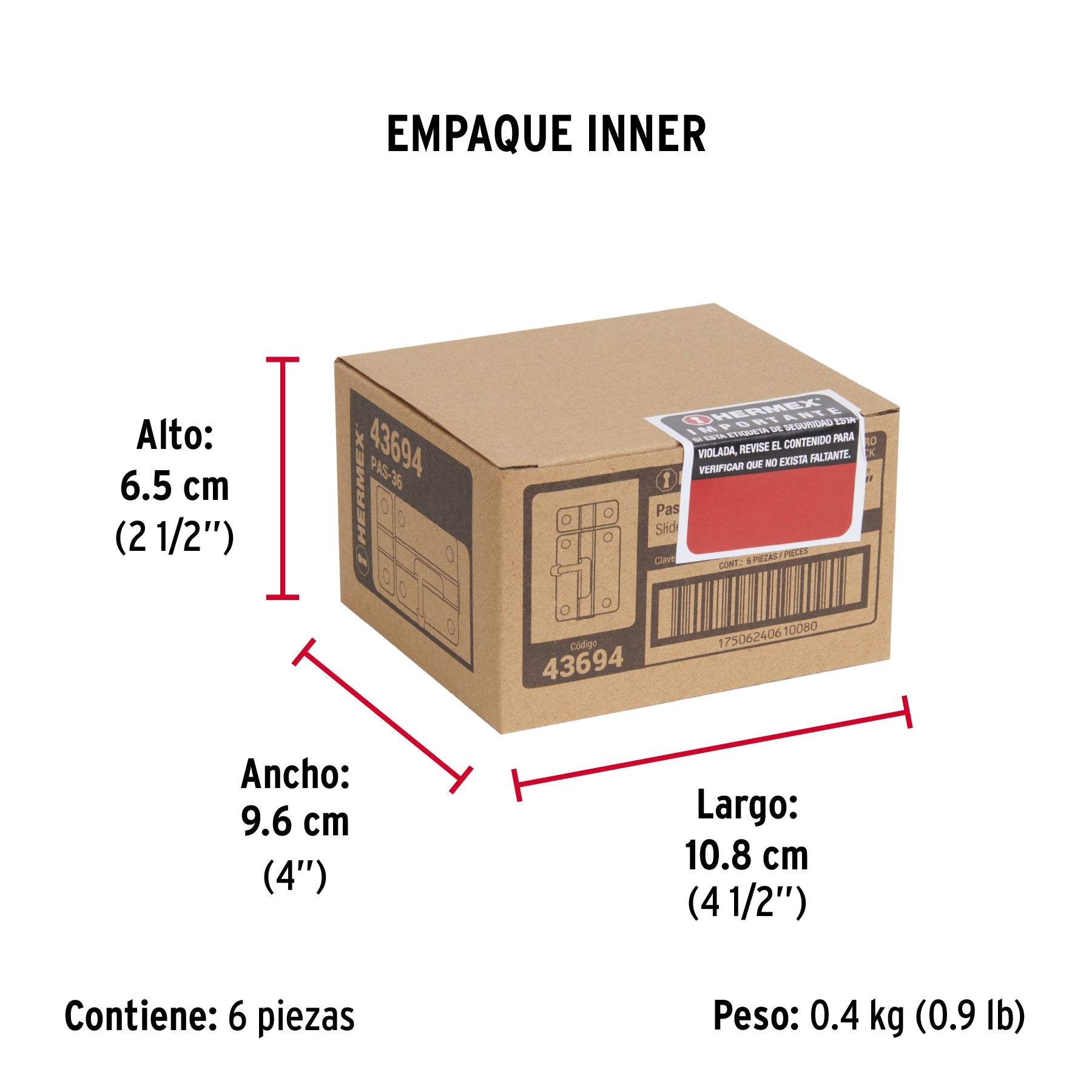 Pasador de barril 3" de acero acabado negro, HERMEX - Empaque