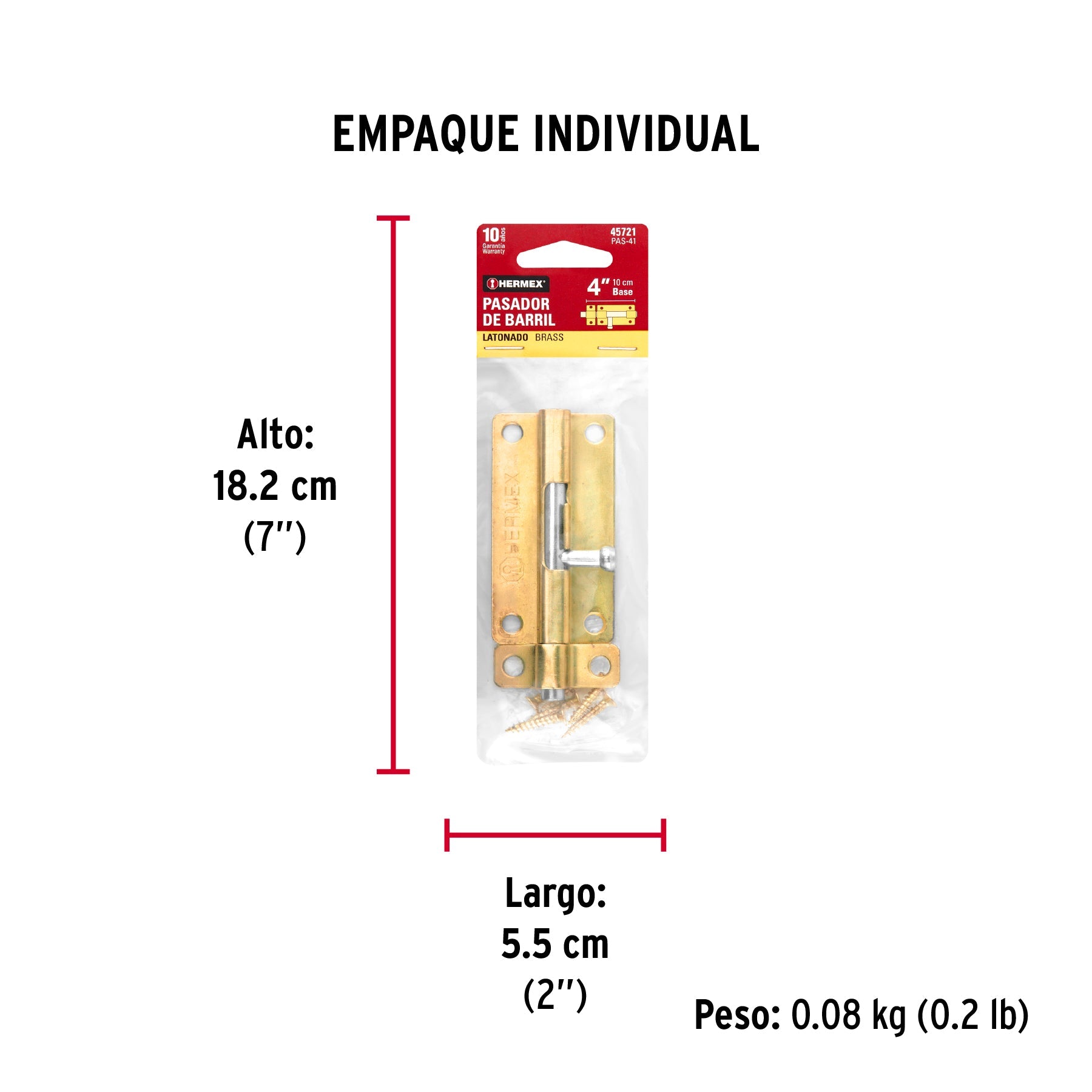 Pasador de barril de acero latón 4", HERMEX - Empaque
