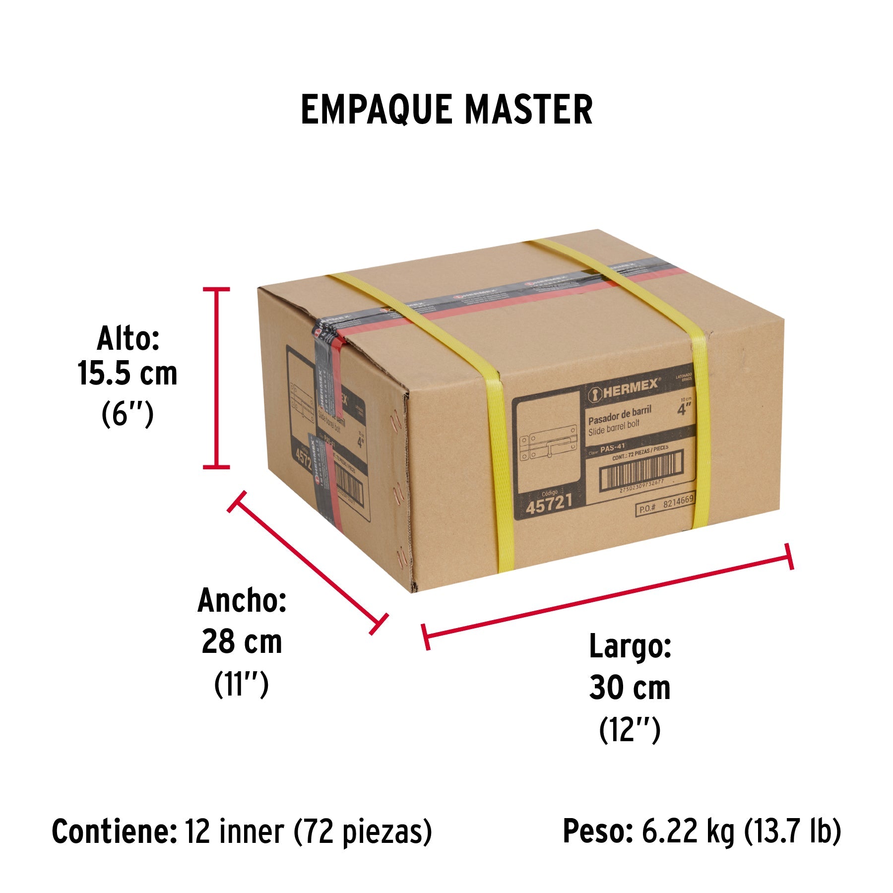 Pasador de barril de acero latón 4", HERMEX - Empaque