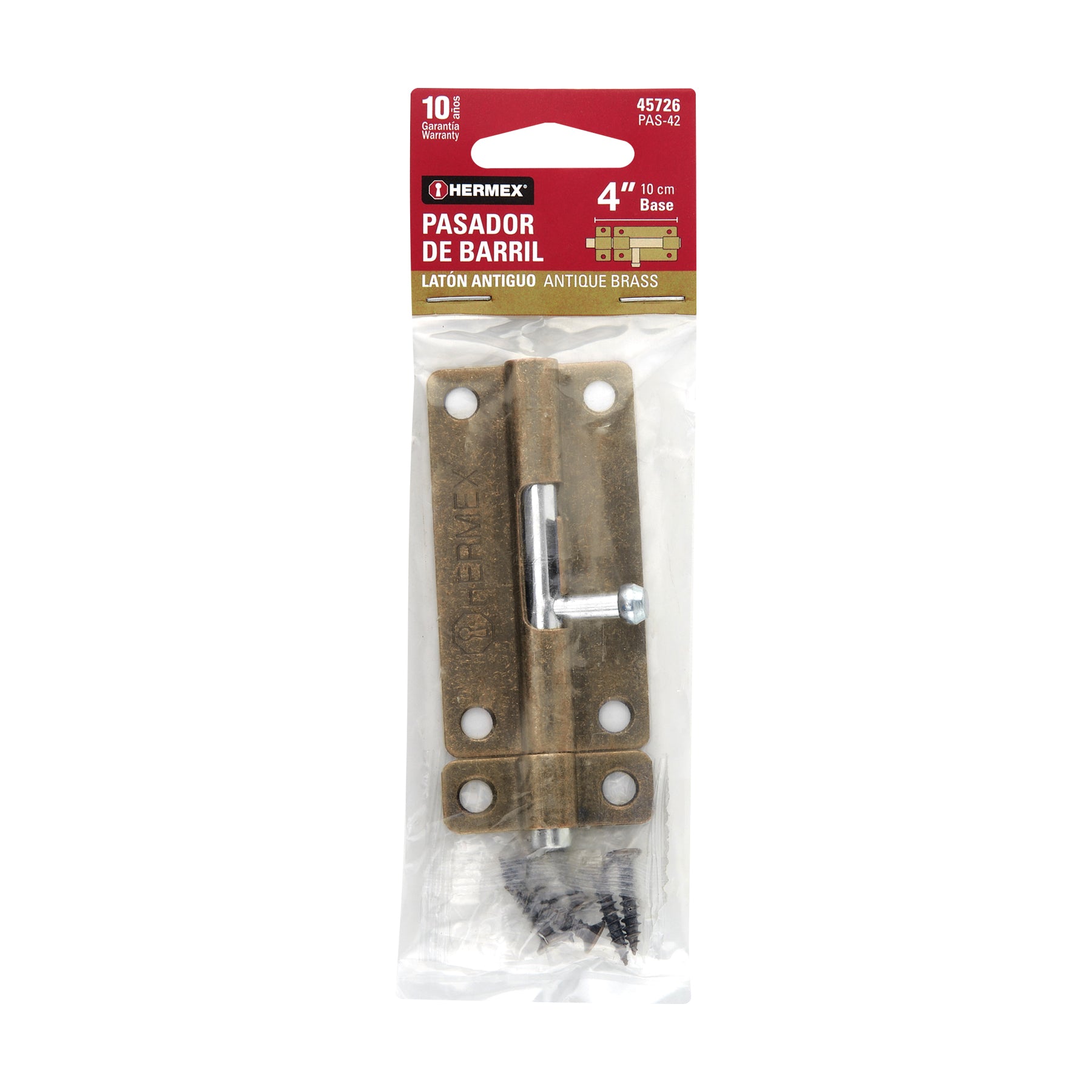 Pasador de barril de acero latón antiguo 4", HERMEX