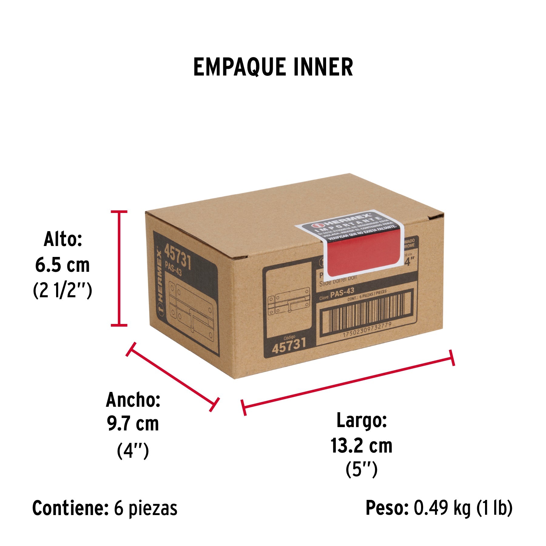 Pasador de barril de acero cromo 4", HERMEX - Empaque