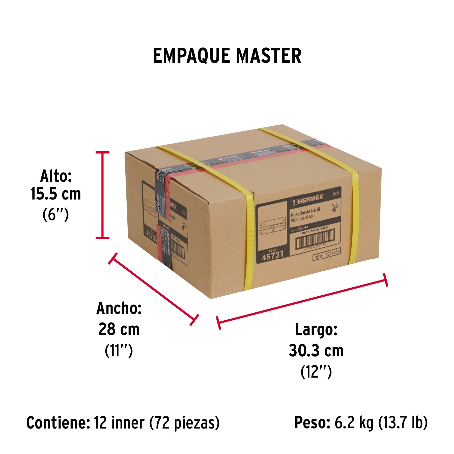 Pasador de barril de acero cromo 4", HERMEX - Empaque