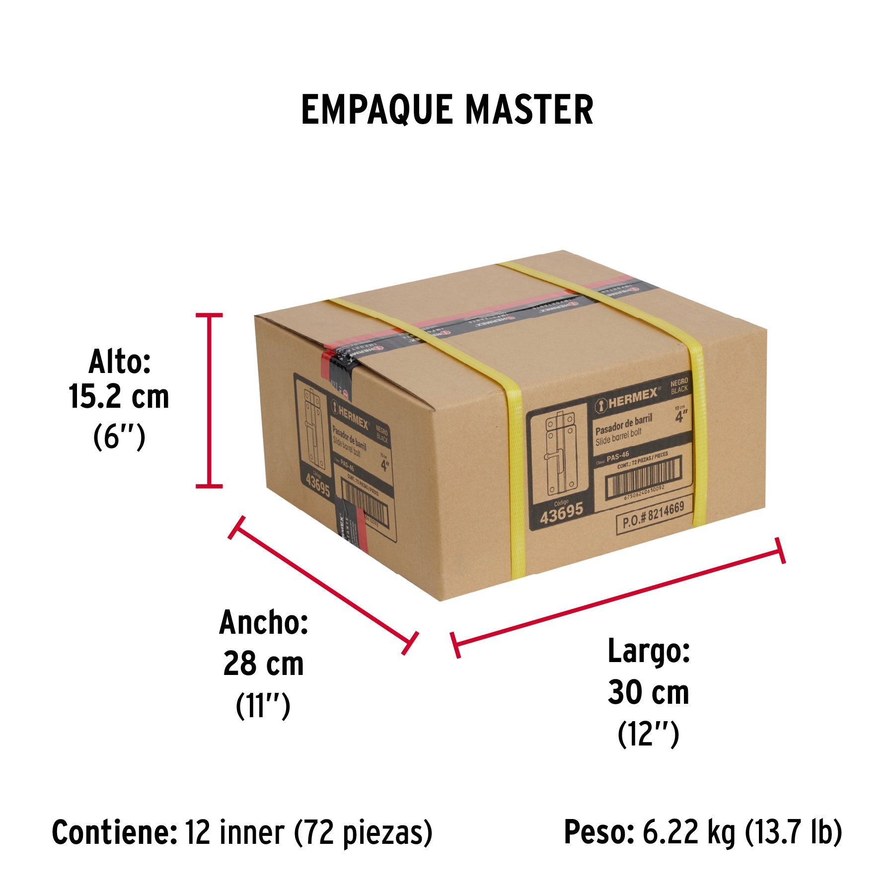 Pasador de barril 4" de acero acabado negro, HERMEX - Empaque