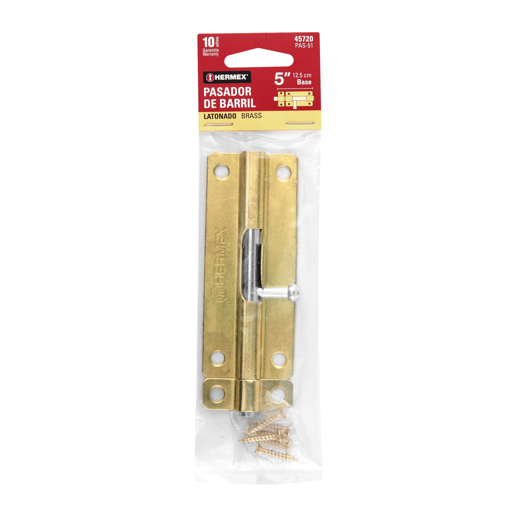 Pasador de barril de acero latón 5", HERMEX