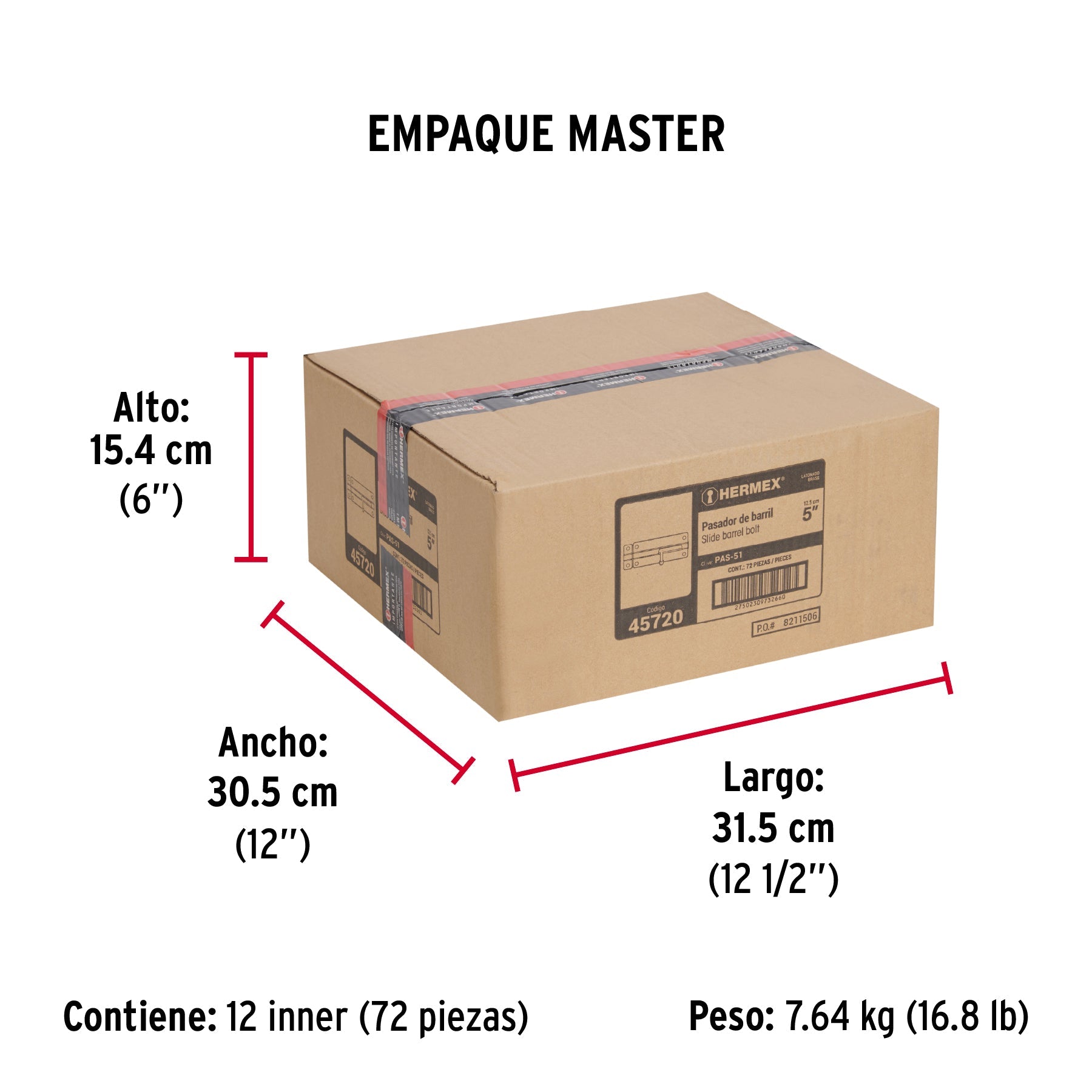 Pasador de barril de acero latón 5", HERMEX - Empaque