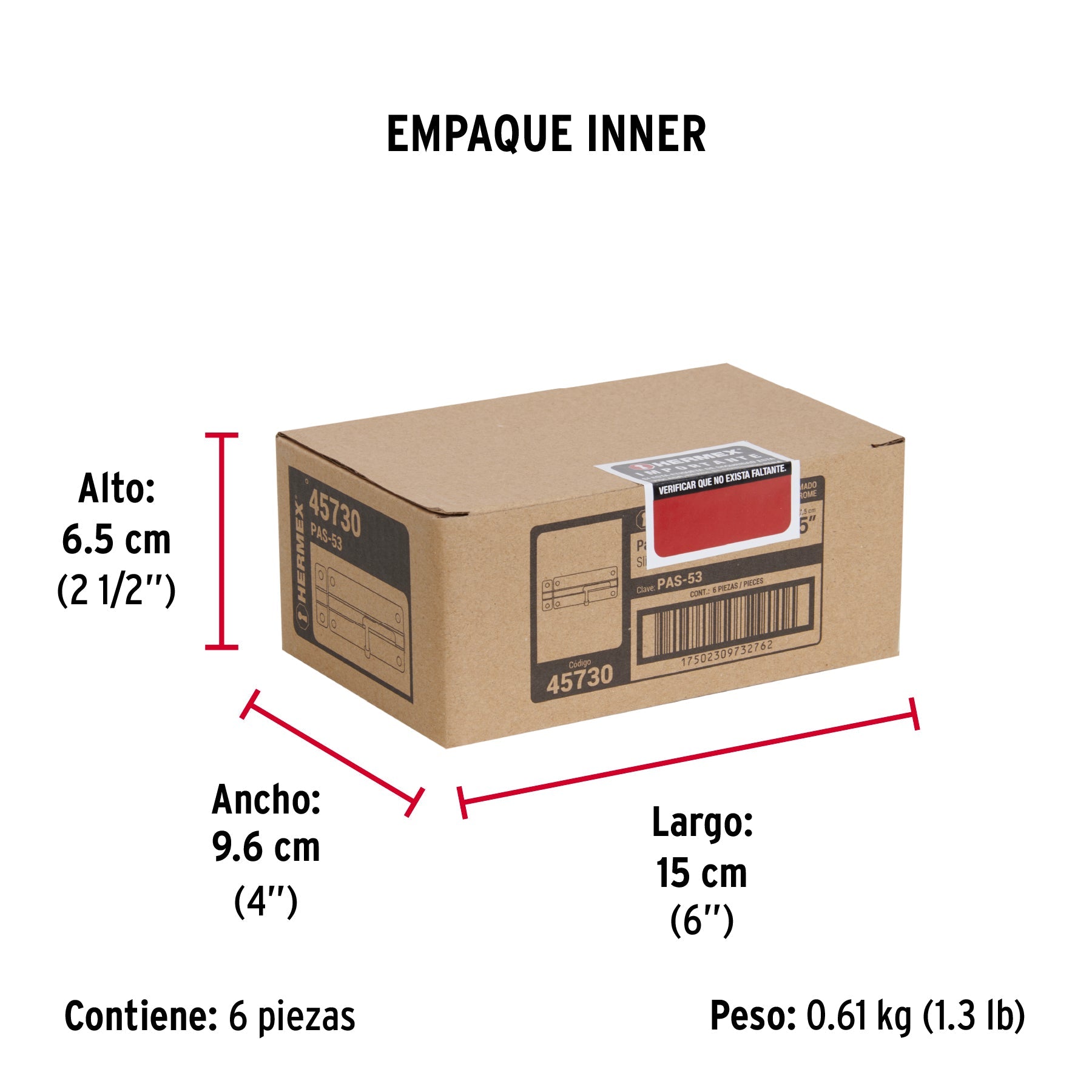 Pasador de barril de acero cromo 5", HERMEX - Empaque