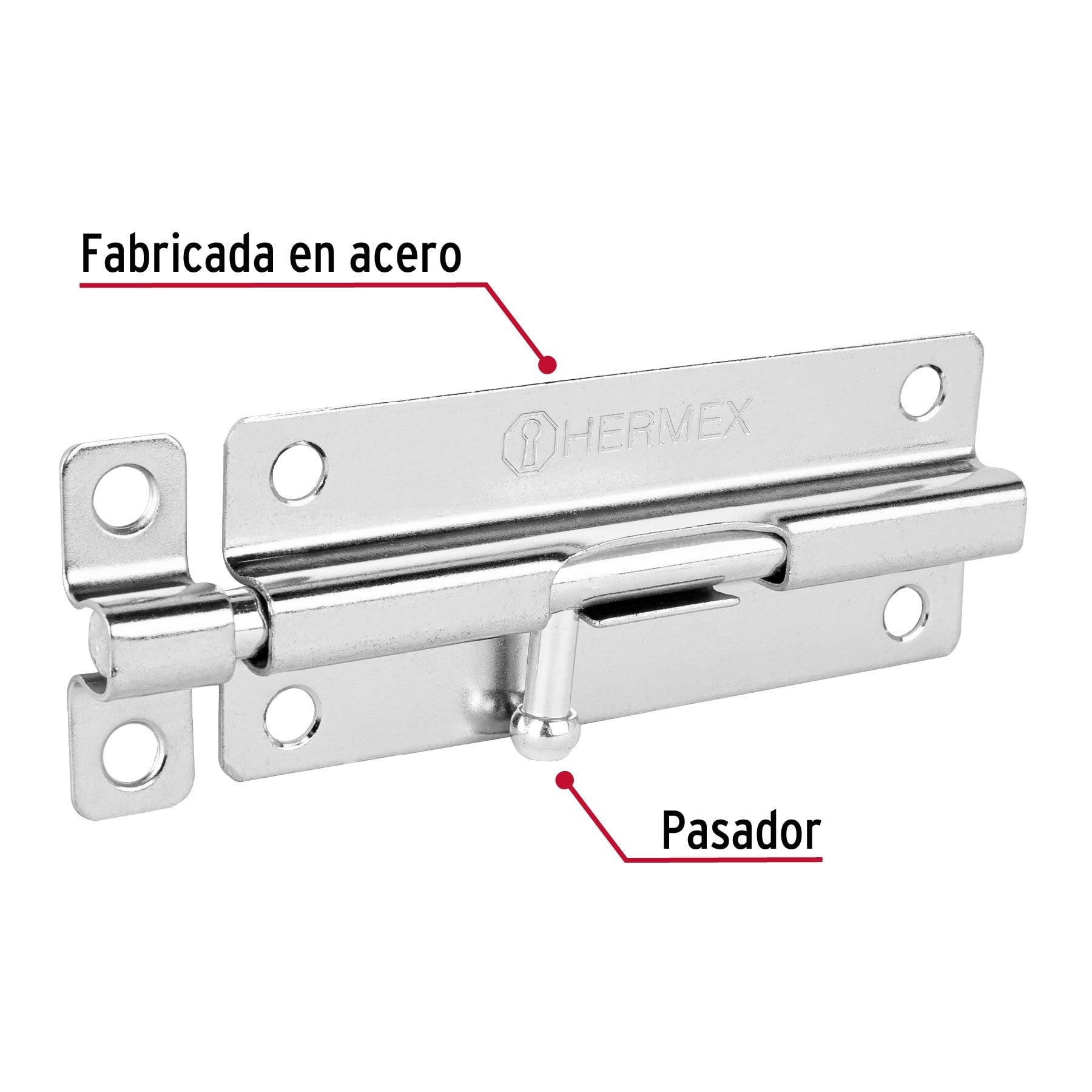 Pasador de barril de acero cromo 5", HERMEX