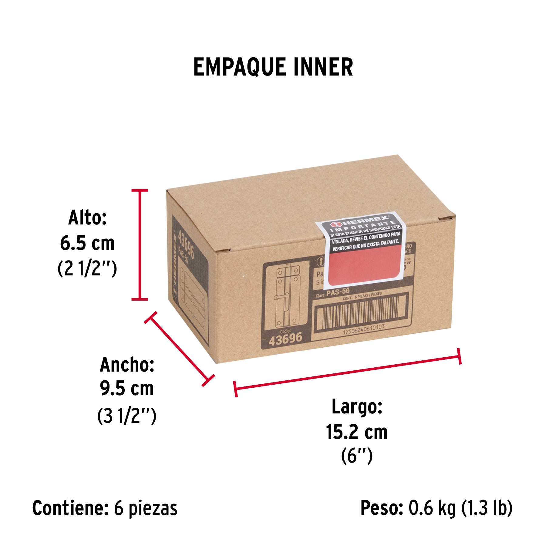 Pasador de barril 5" de acero acabado negro, HERMEX - Empaque