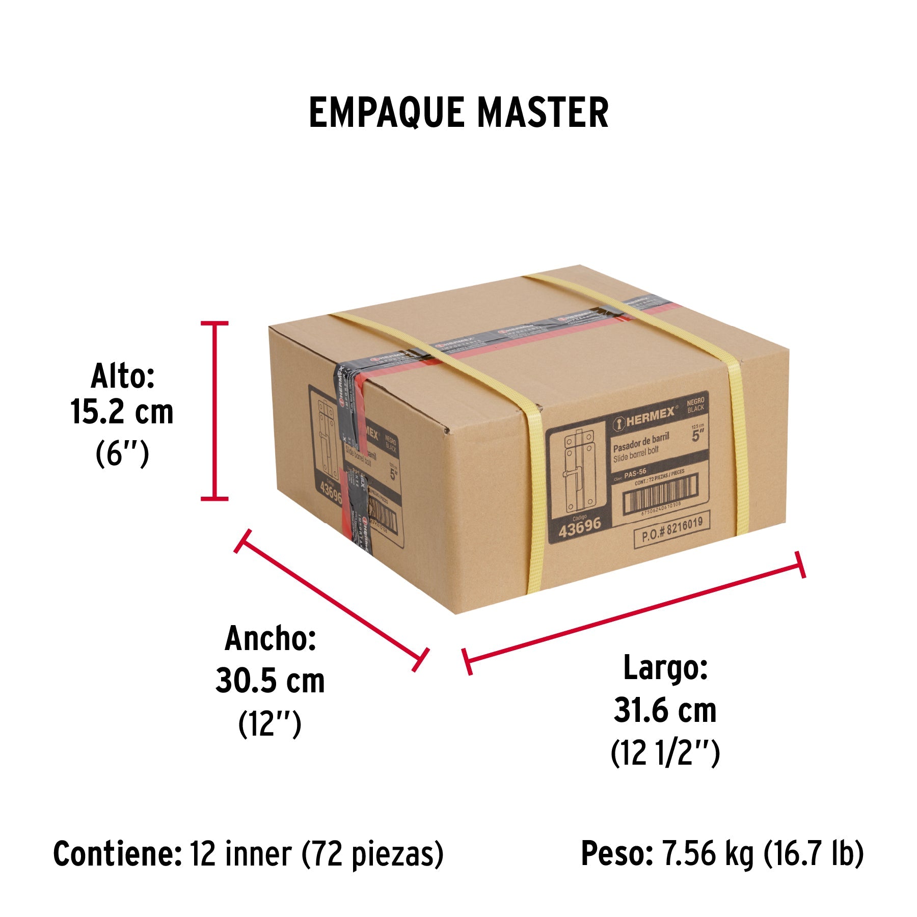 Pasador de barril 5" de acero acabado negro, HERMEX - Empaque