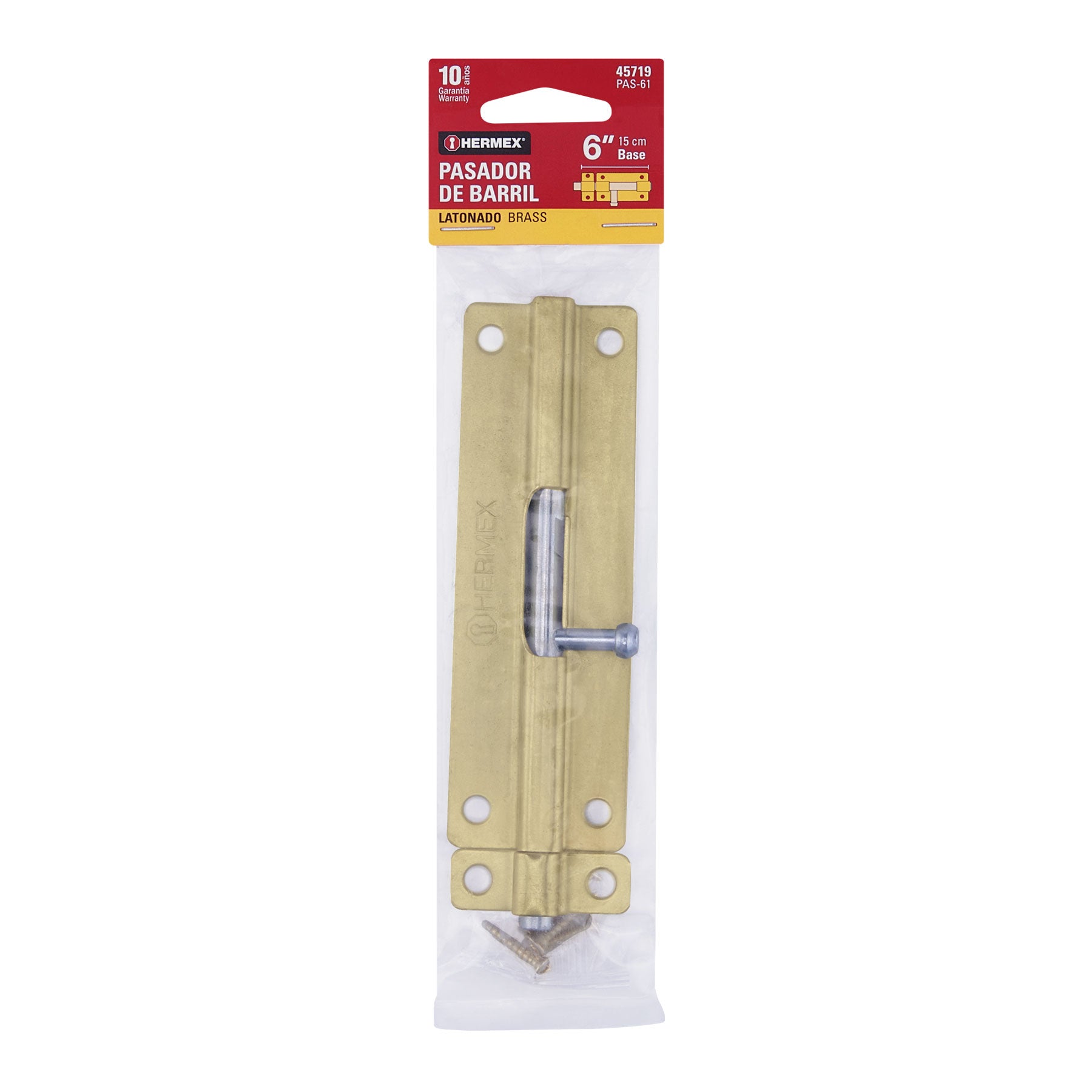 Pasador de barril de acero latón 6", HERMEX