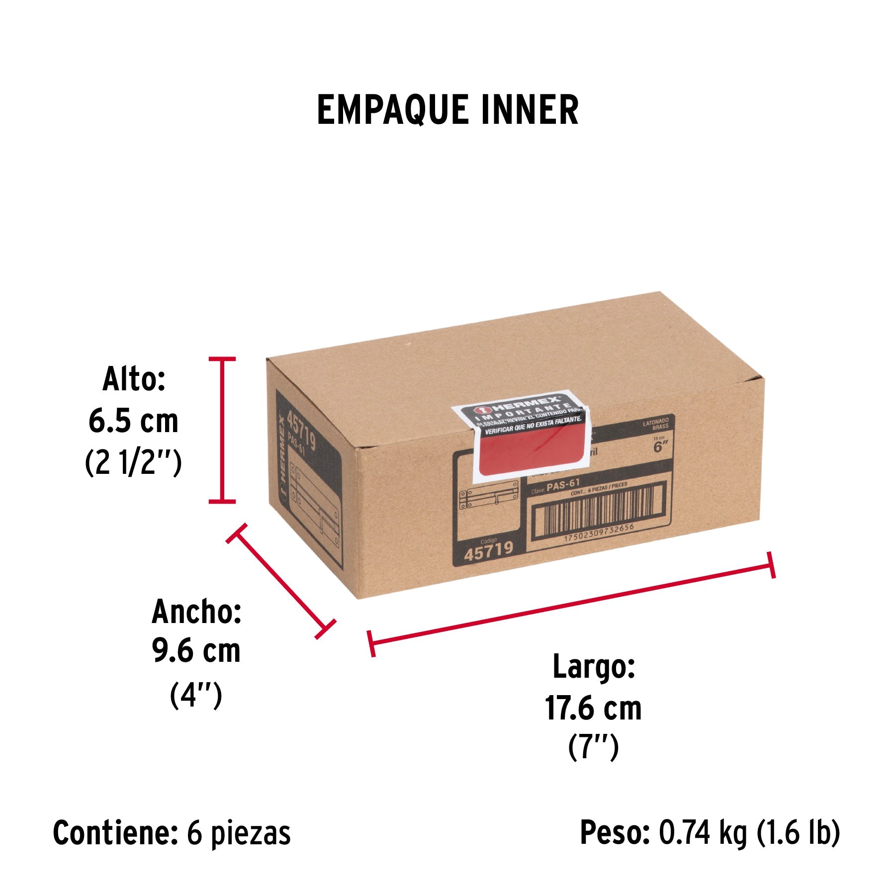 Pasador de barril de acero latón 6", HERMEX - Empaque