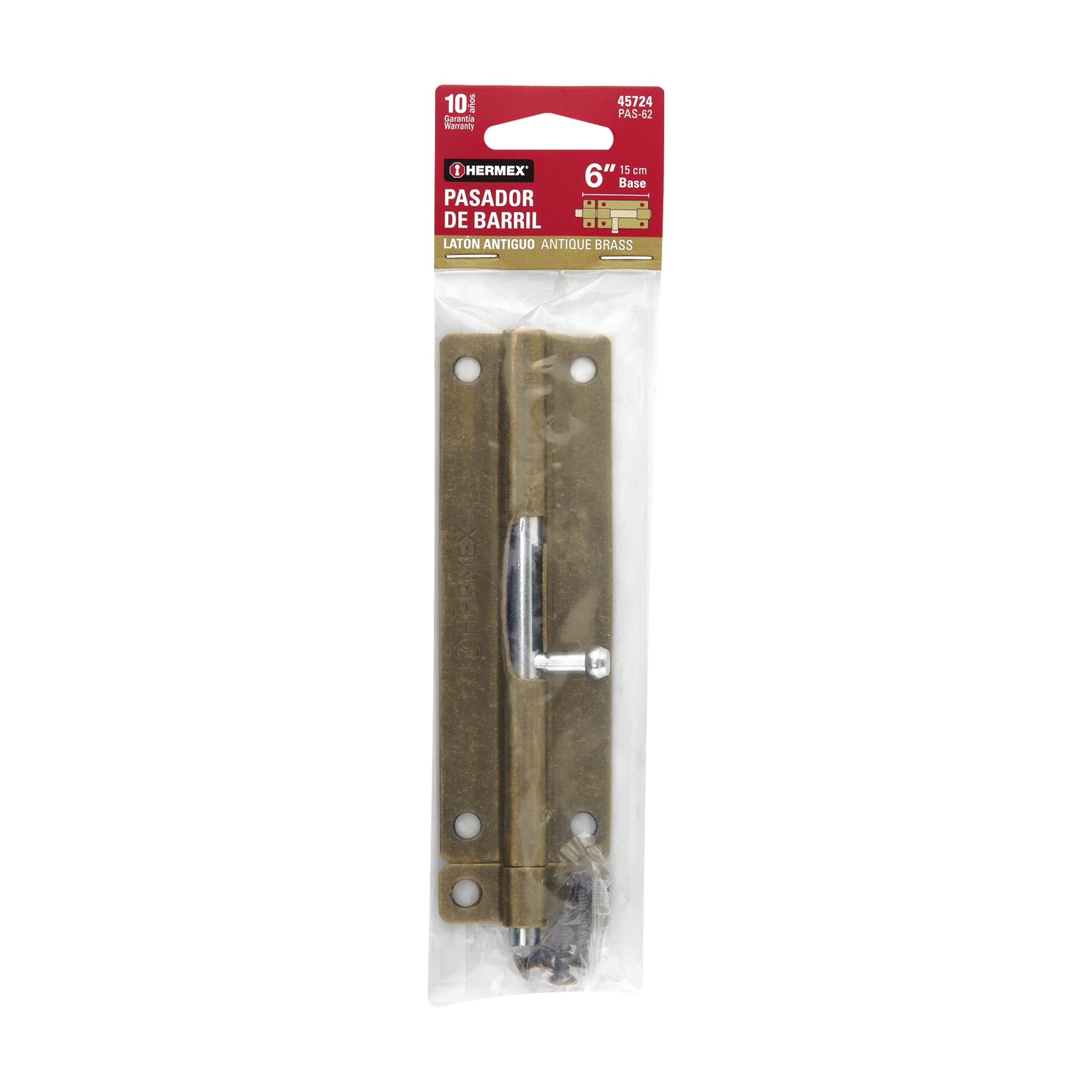 Pasador de barril de acero latón antiguo 6", HERMEX