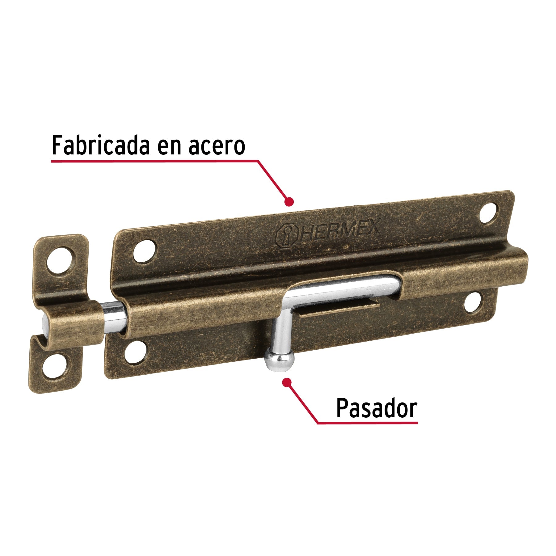 Pasador de barril de acero latón antiguo 6", HERMEX