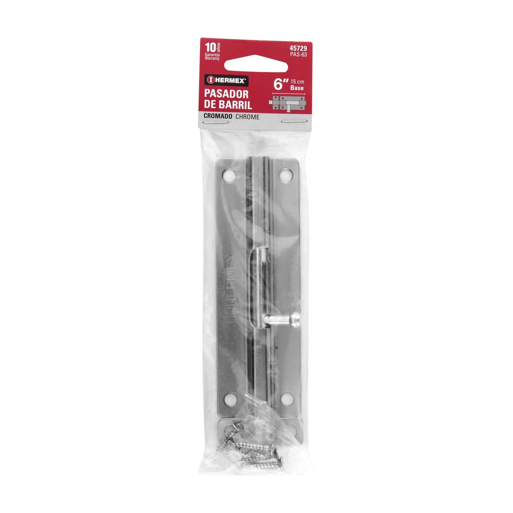 Pasador de barril de acero cromo 6", HERMEX
