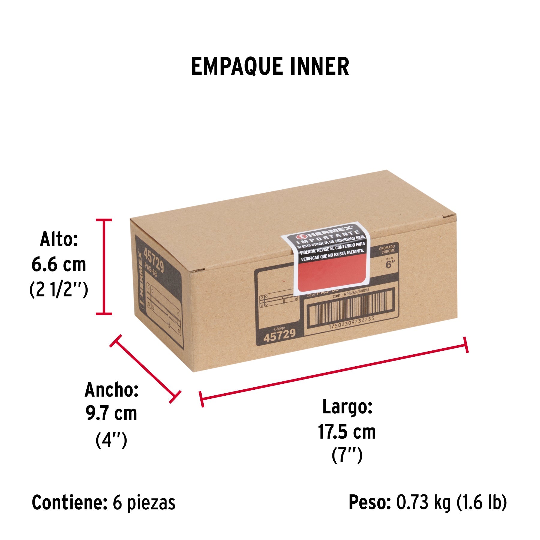 Pasador de barril de acero cromo 6", HERMEX - Empaque