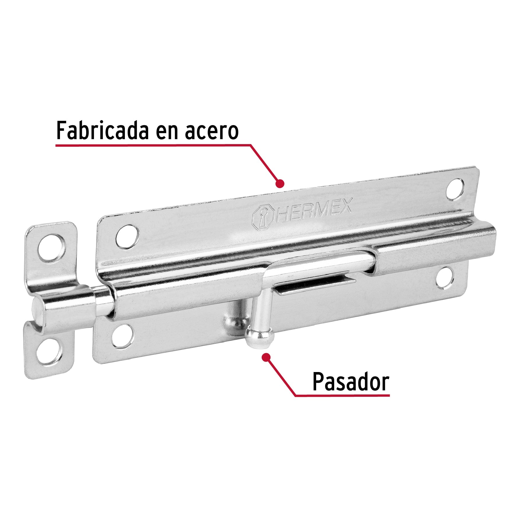 Pasador de barril de acero cromo 6", HERMEX
