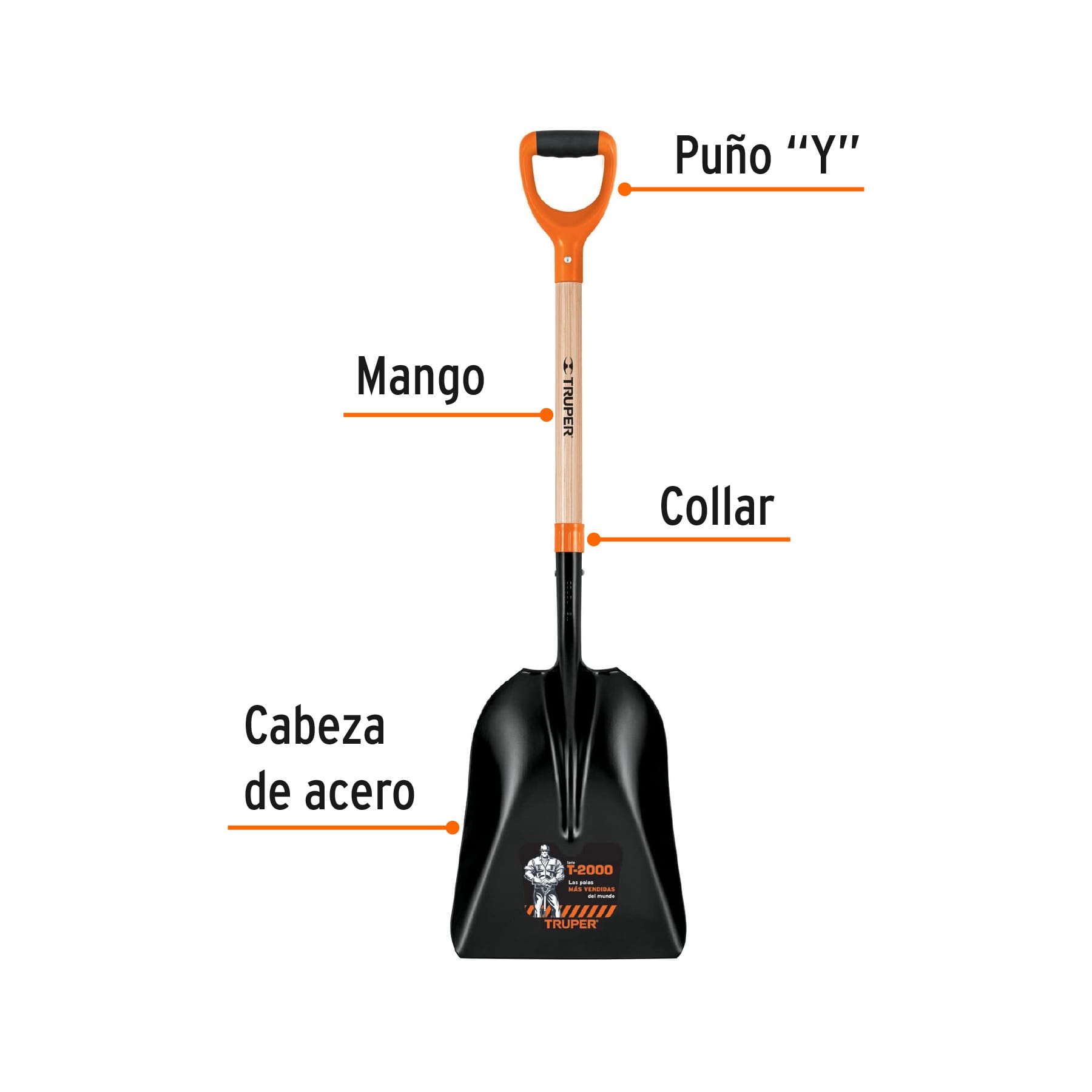 Pala carbonera T-2000, puño "Y", TRUPER