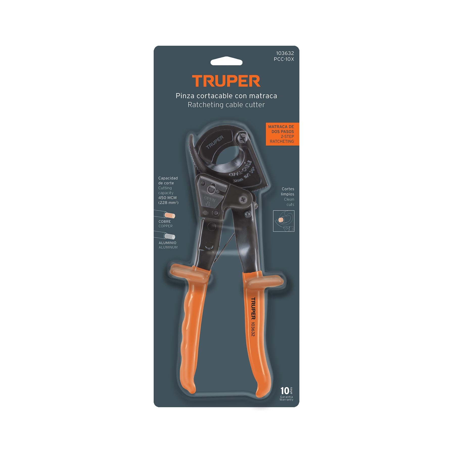 Pinzas cortacable de trinquete 10", TRUPER EXPERT