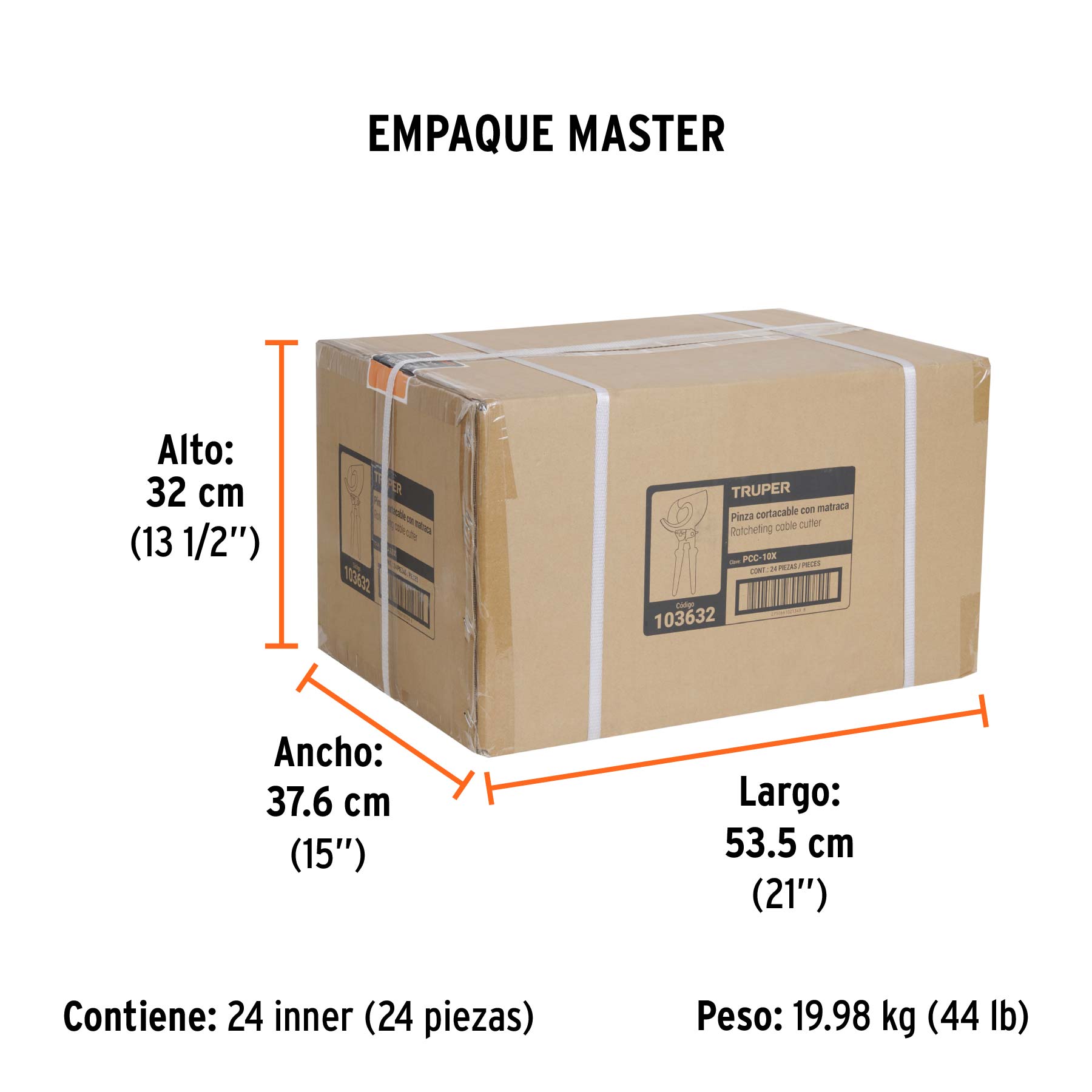 Pinzas cortacable de trinquete 10", TRUPER EXPERT - Empaque