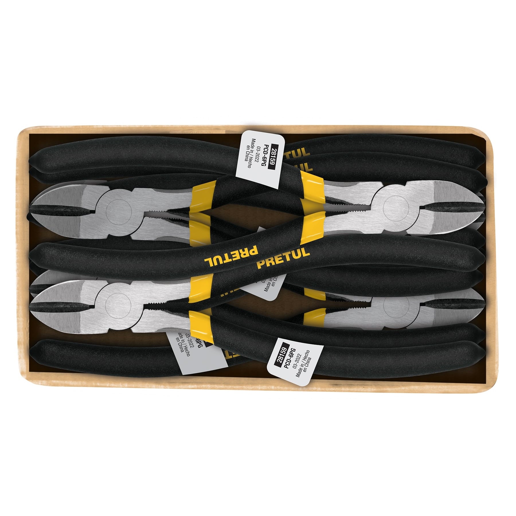 Pinza de corte diagonal 6" mango de vinil, a granel, PRETUL