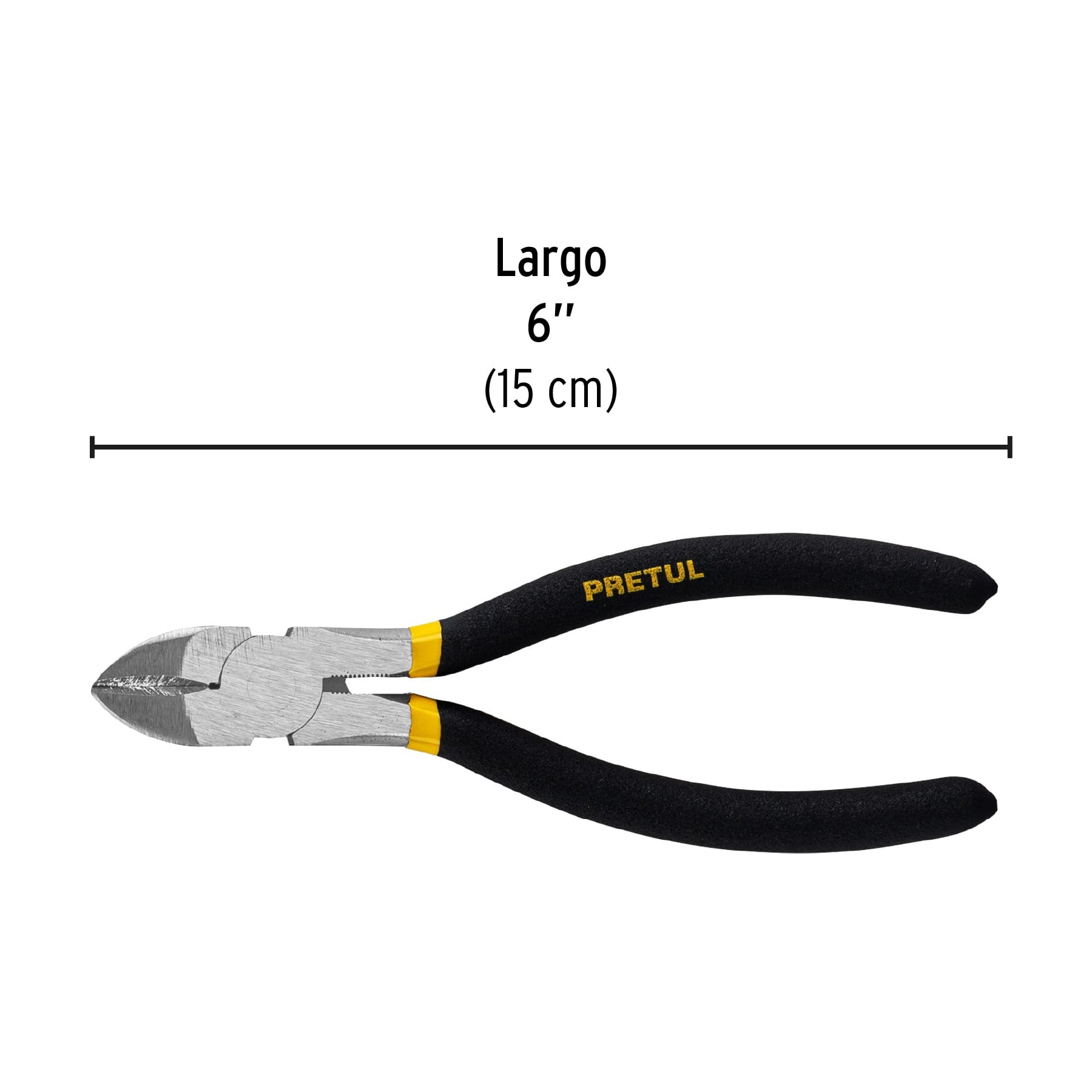 Pinza de corte diagonal 6" mango de vinil, a granel, PRETUL