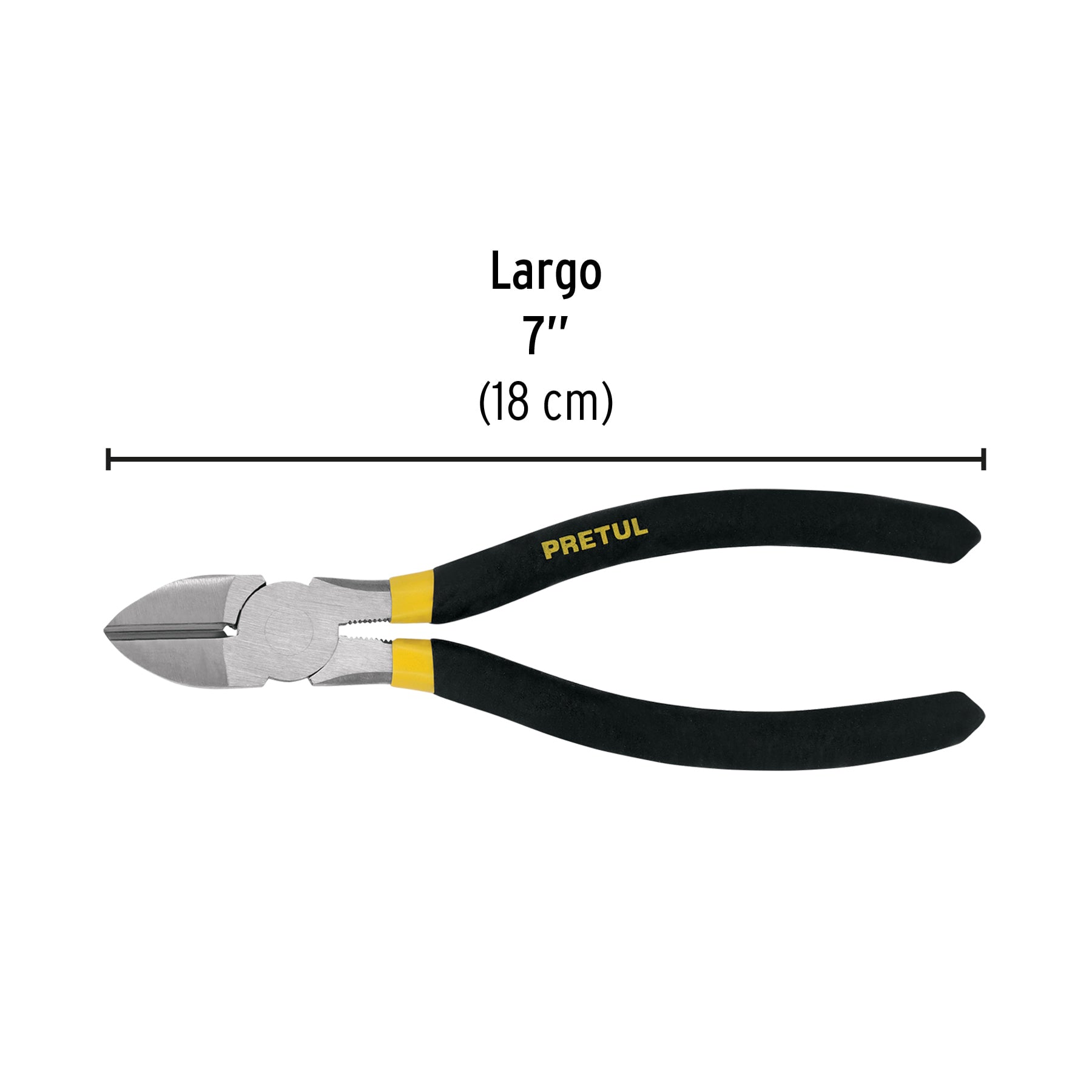 Pinza de corte diagonal 7" mango de PVC, PRETUL