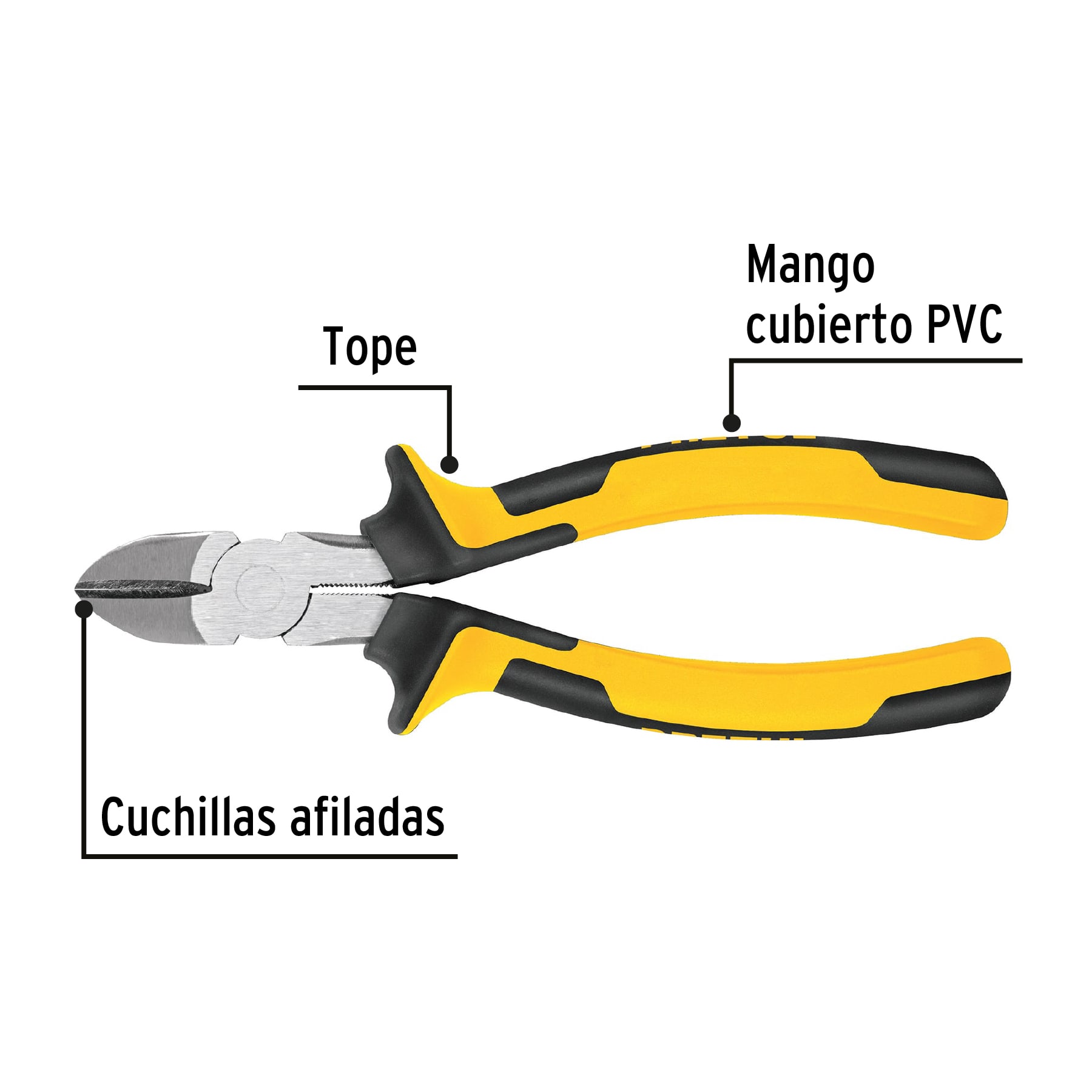 Pinza de corte diagonal 8" mango Comfort Grip, PRETUL