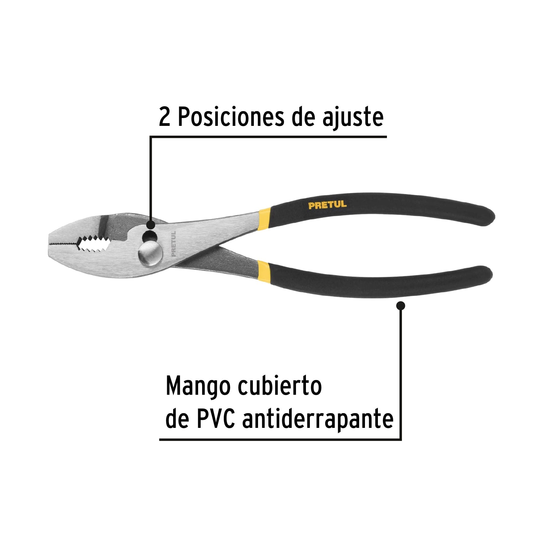 Pinza de chofer 10" mango de PVC, PRETUL