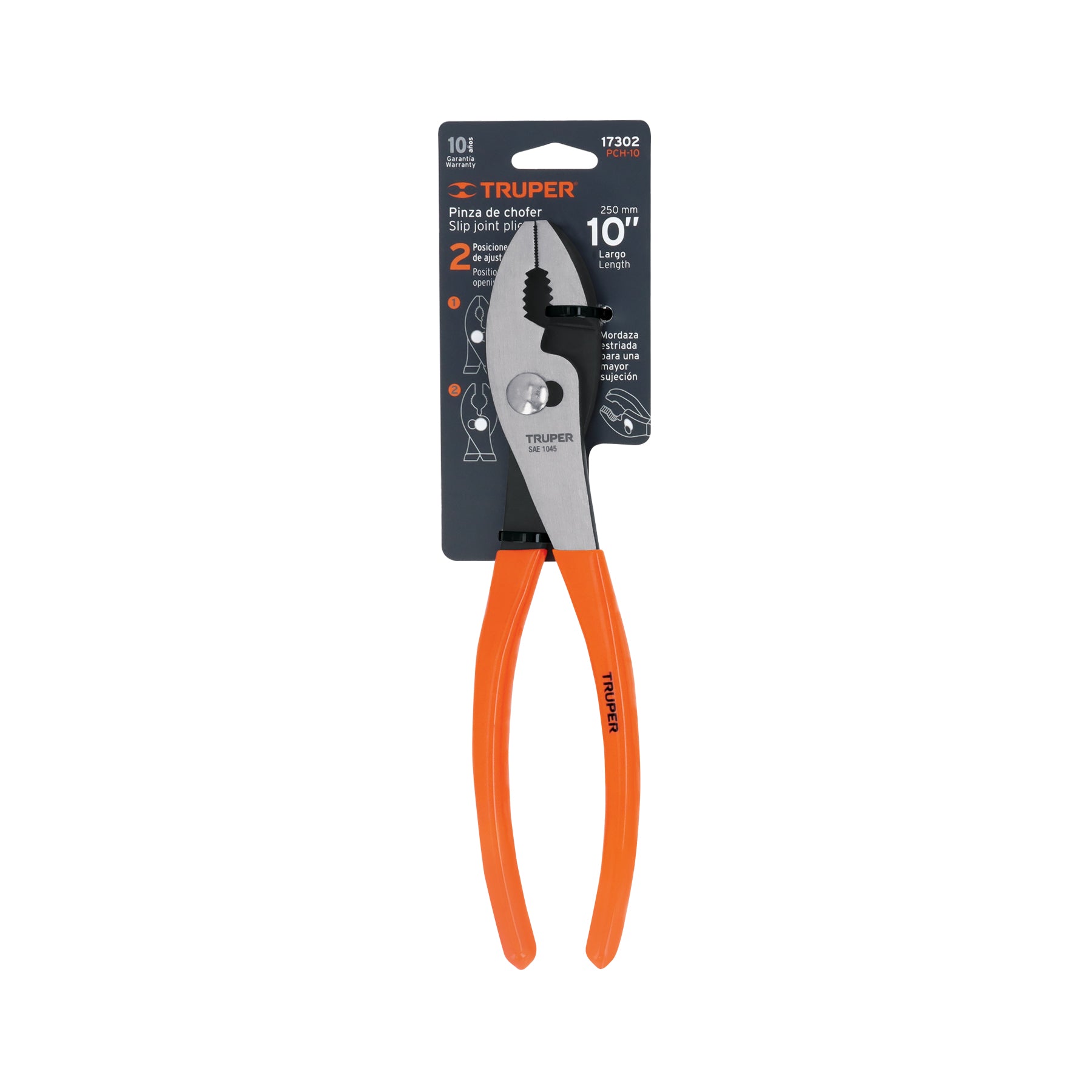Pinza de chofer 10" mango de PVC, TRUPER
