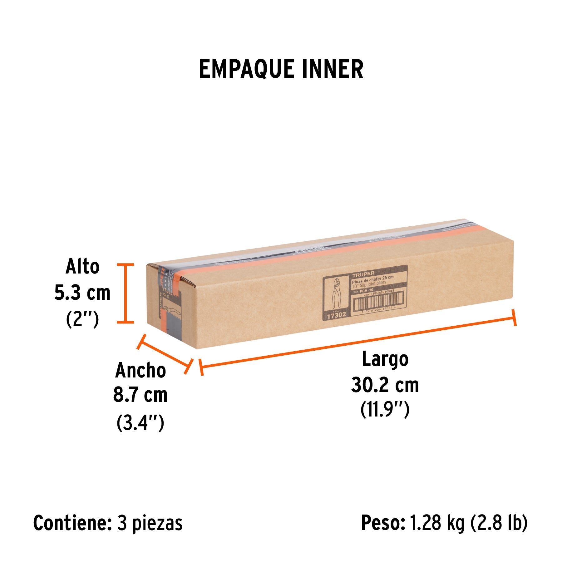 Pinza de chofer 10" mango de PVC, TRUPER - Empaque