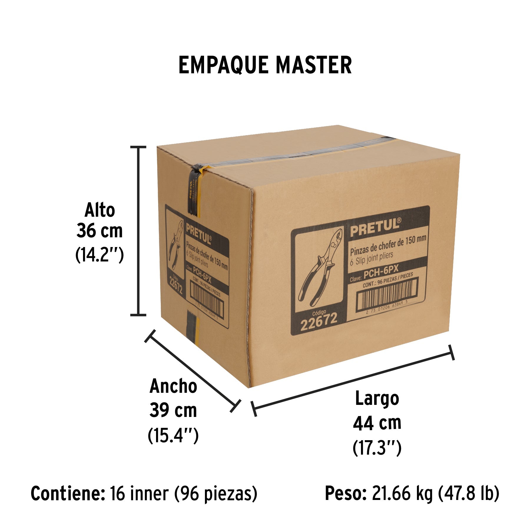 Pinza de chofer 6" mango Comfort Grip, PRETUL - Empaque