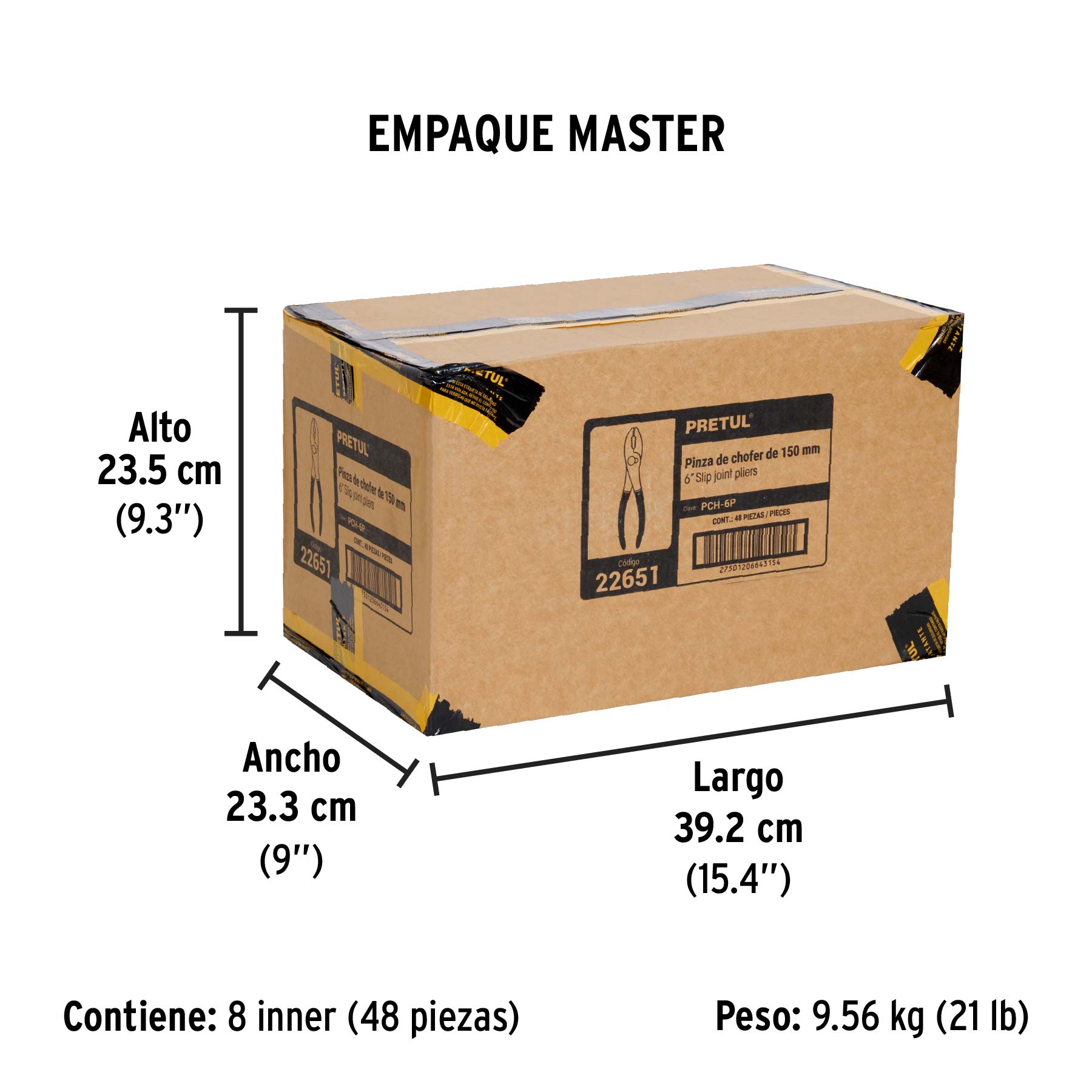 Pinza de chofer 6" mango de PVC, PRETUL - Empaque