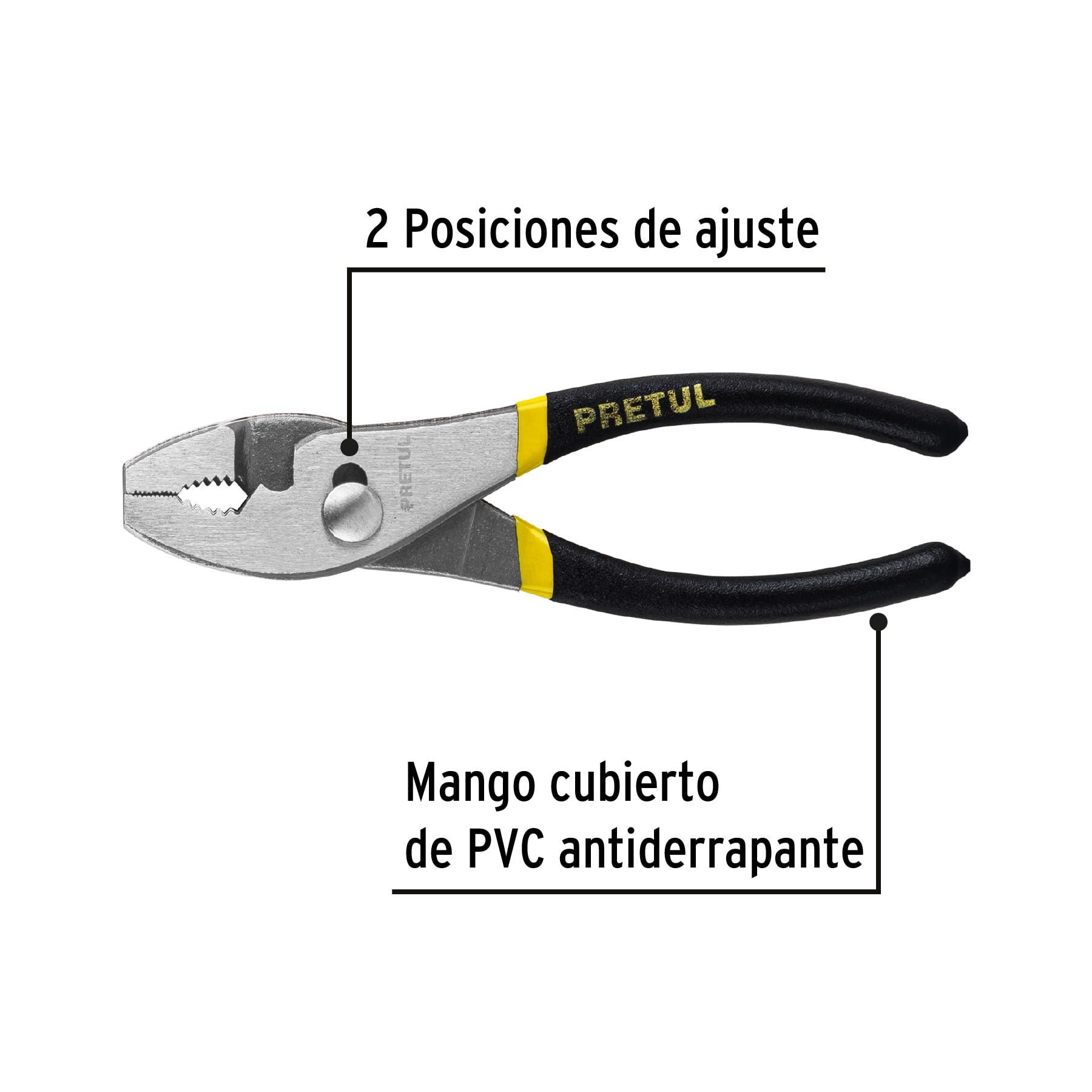 Pinza de chofer 6" mango de PVC, PRETUL