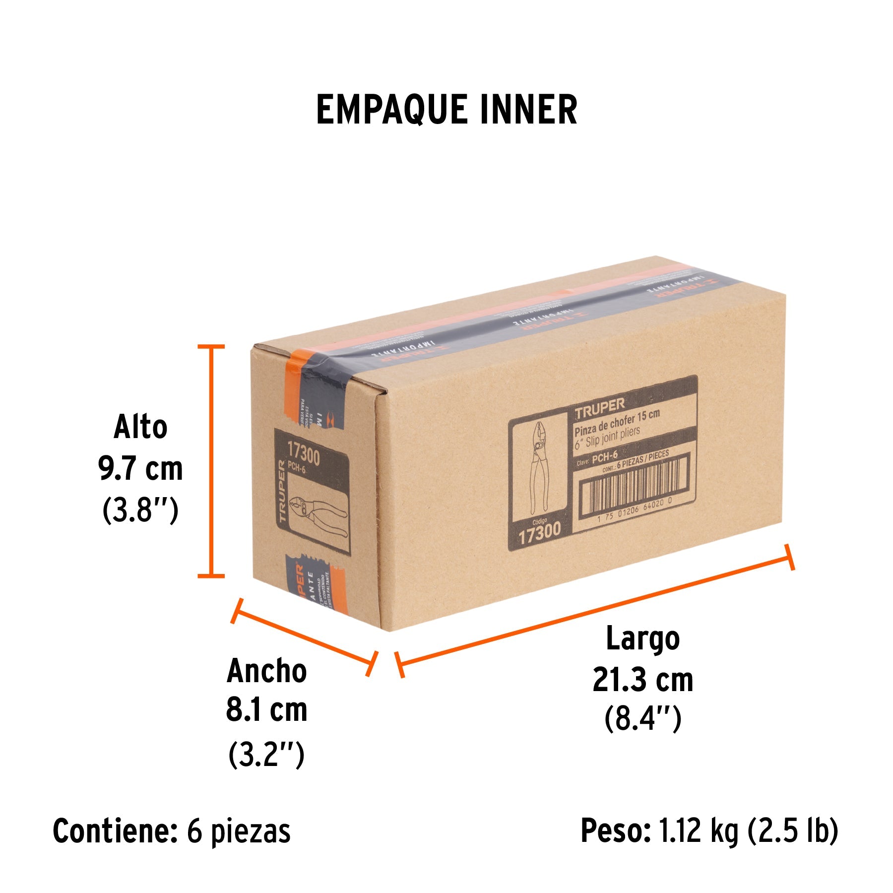 Pinza de chofer 6" mango de PVC, TRUPER - Empaque