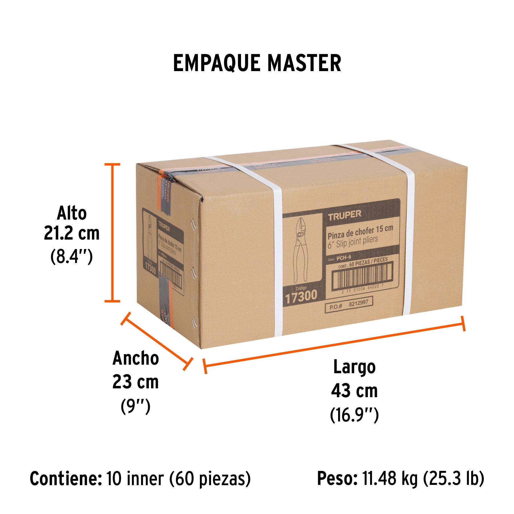 Pinza de chofer 6" mango de PVC, TRUPER - Empaque