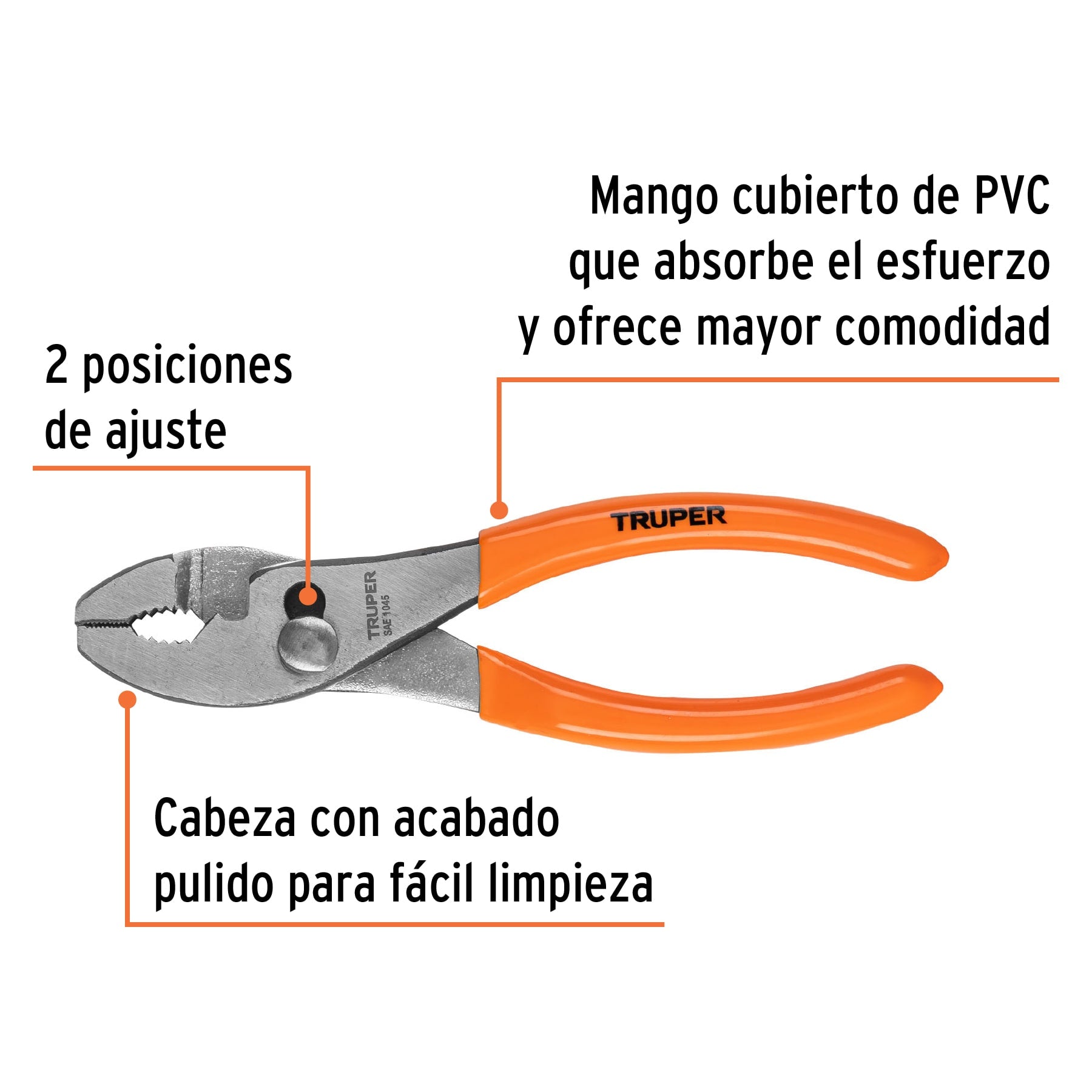 Pinza de chofer 6" mango de PVC, TRUPER
