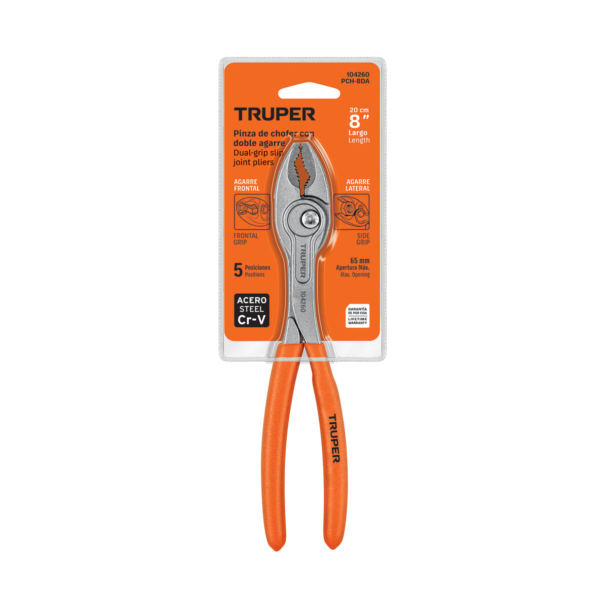 Pinza de chofer 8" doble ángulo de agarre, TRUPER