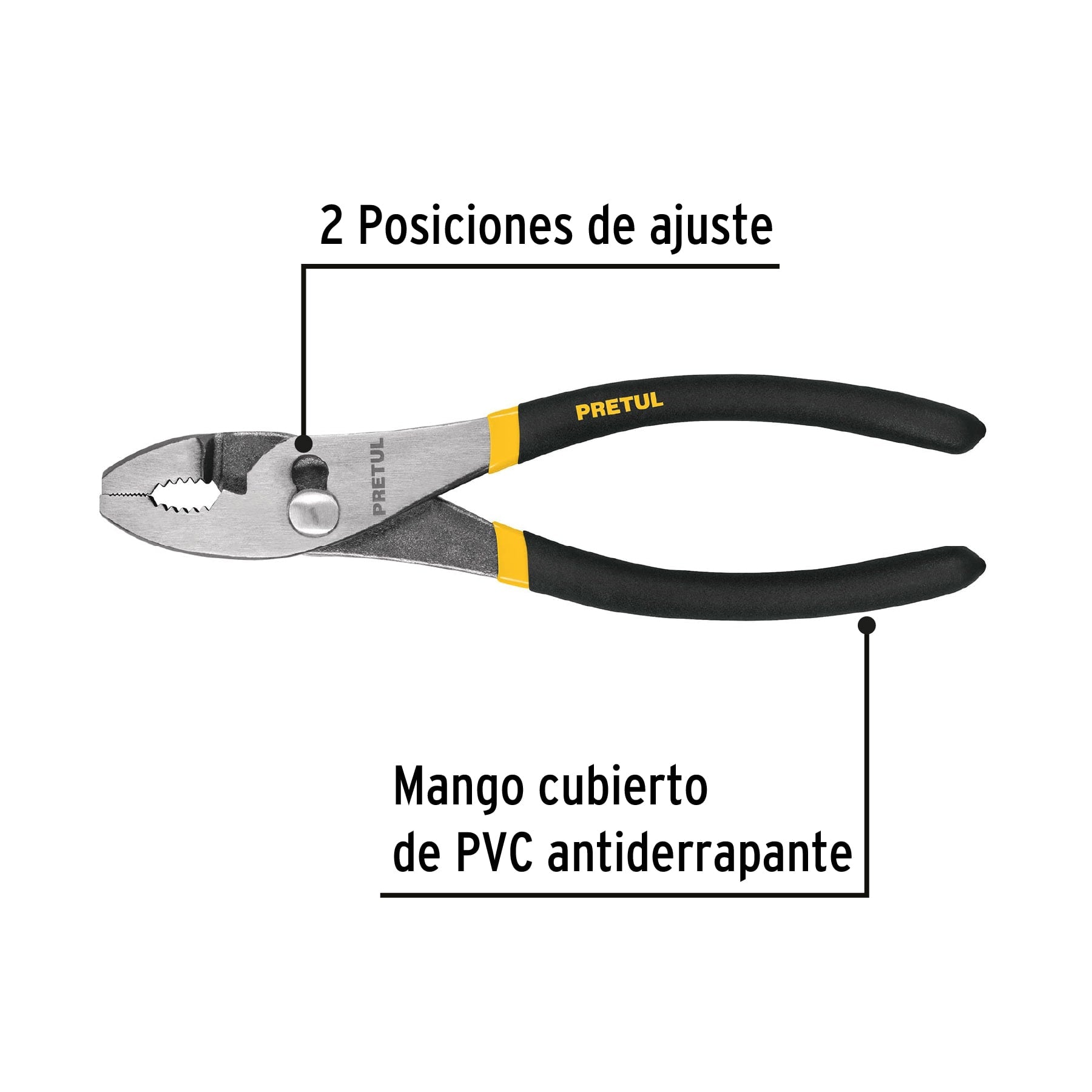Pinza de chofer 8" mango de vinil, a granel, PRETUL