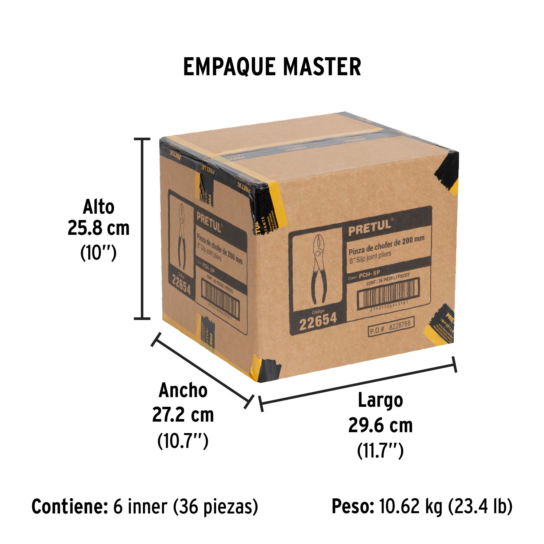 Pinza de chofer 8" mango de PVC, PRETUL - Empaque