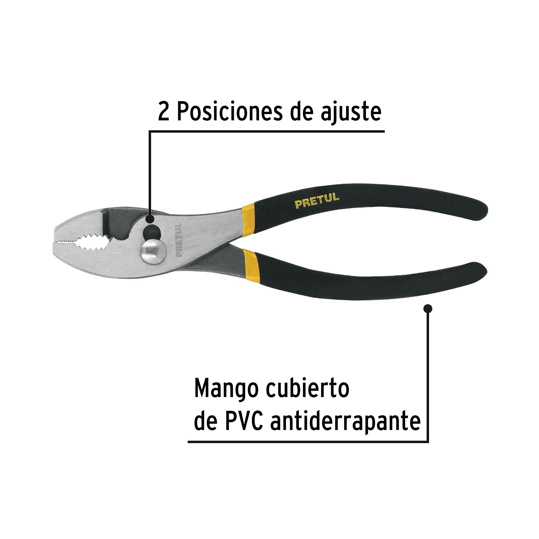 Pinza de chofer 8" mango de PVC, PRETUL