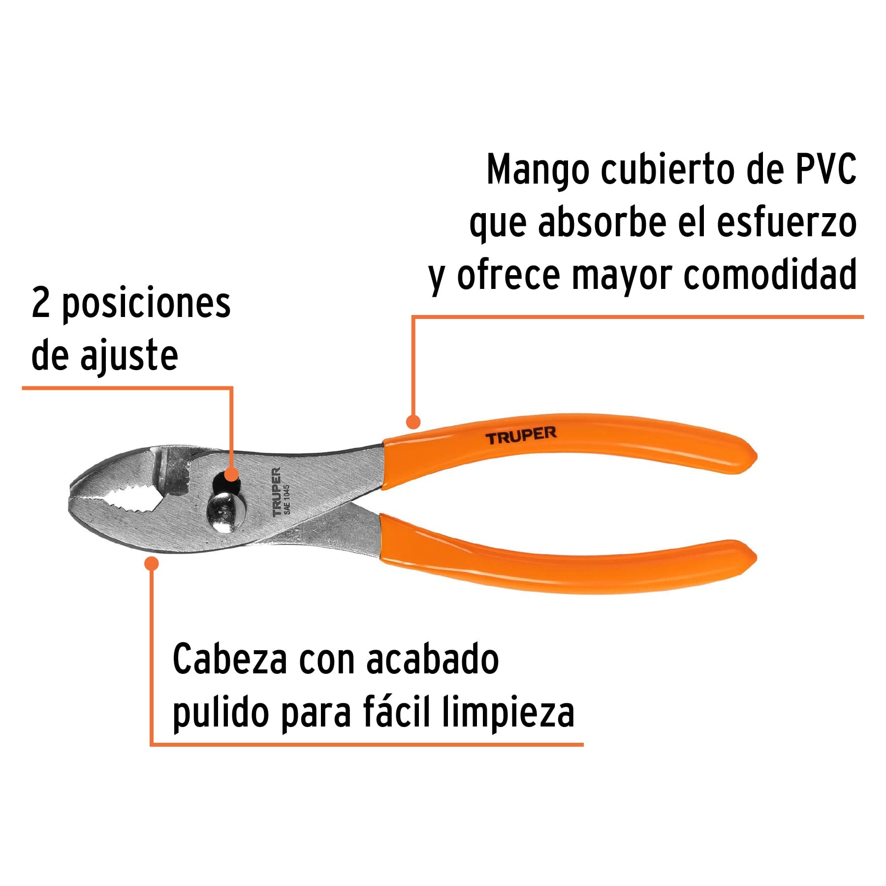 Pinza de chofer 8" mango de PVC, TRUPER