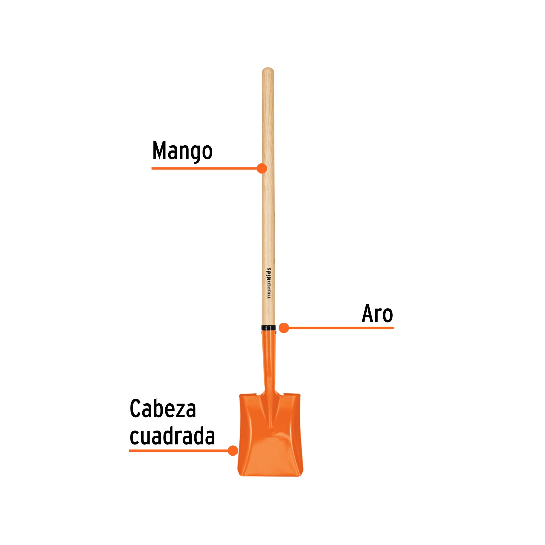 Pala cuadrada para niños con mango de 30", TRUPER