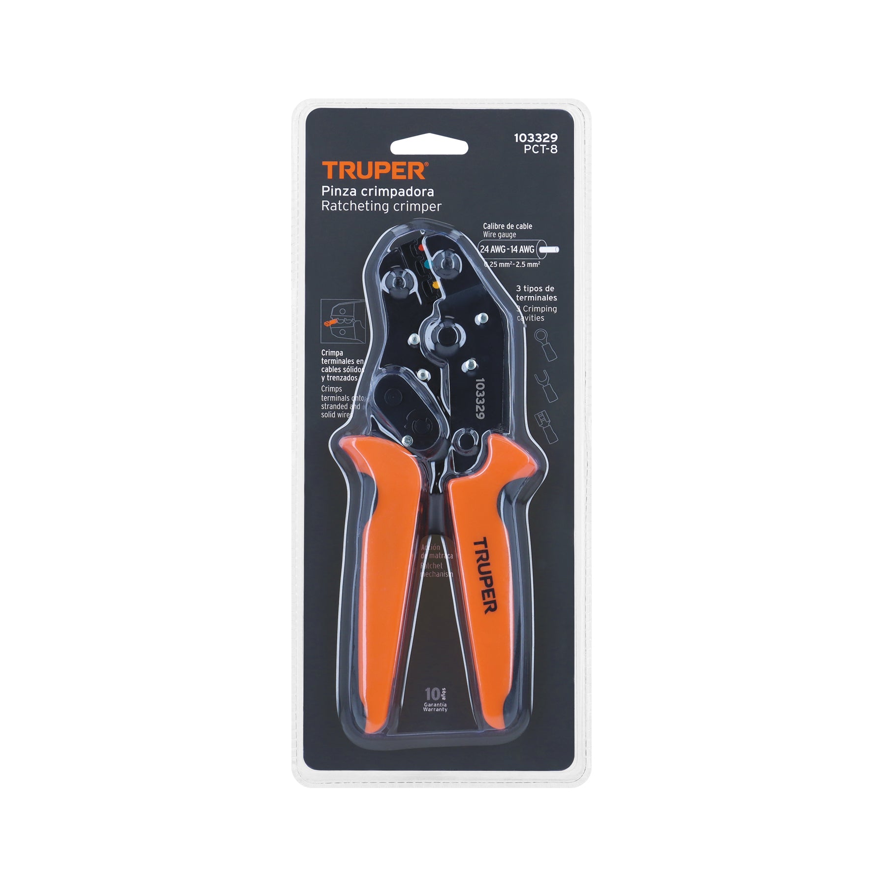 Pinza de crimpado para terminales, TRUPER
