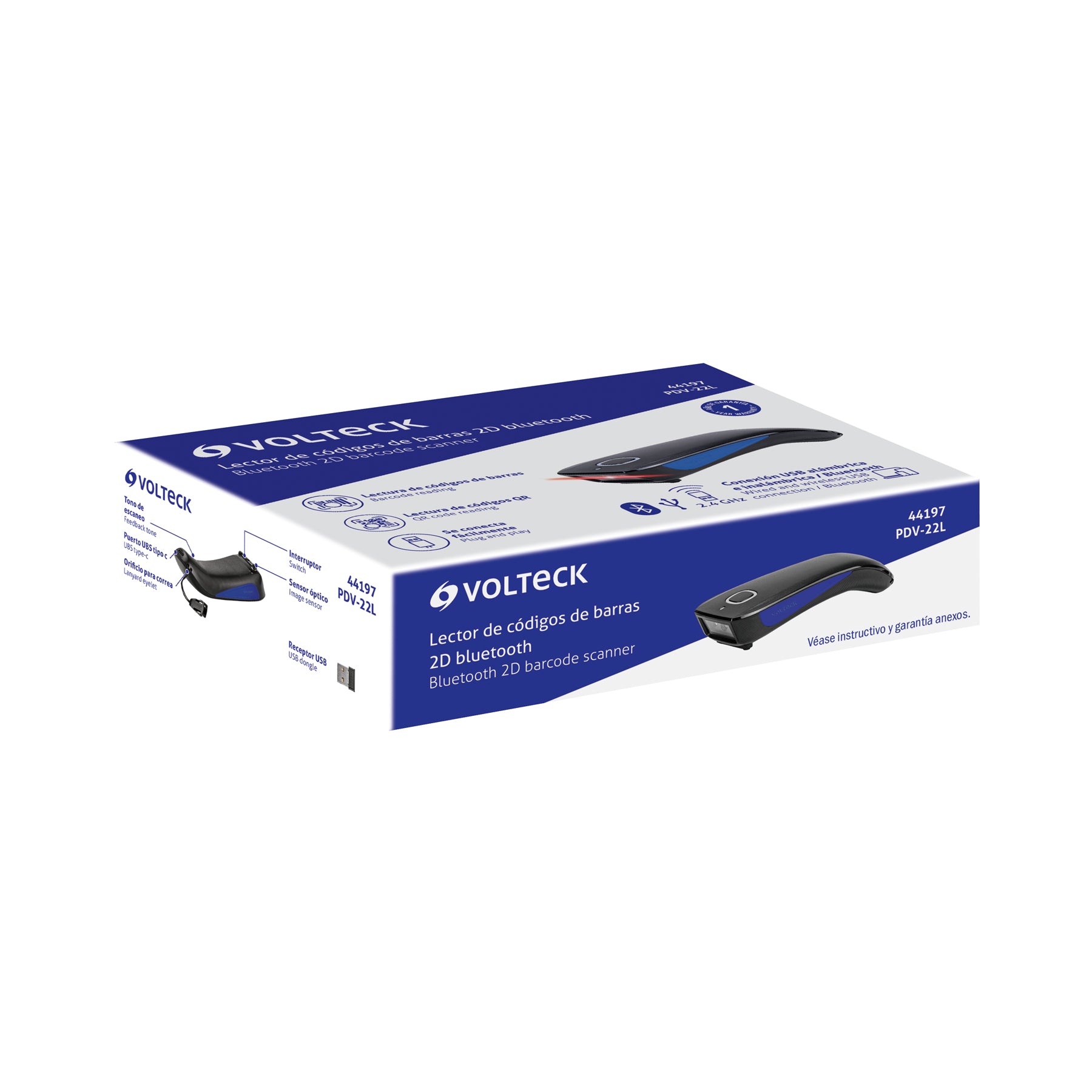 Lector de códigos de barras 2D, Bluetooth, VOLTECK