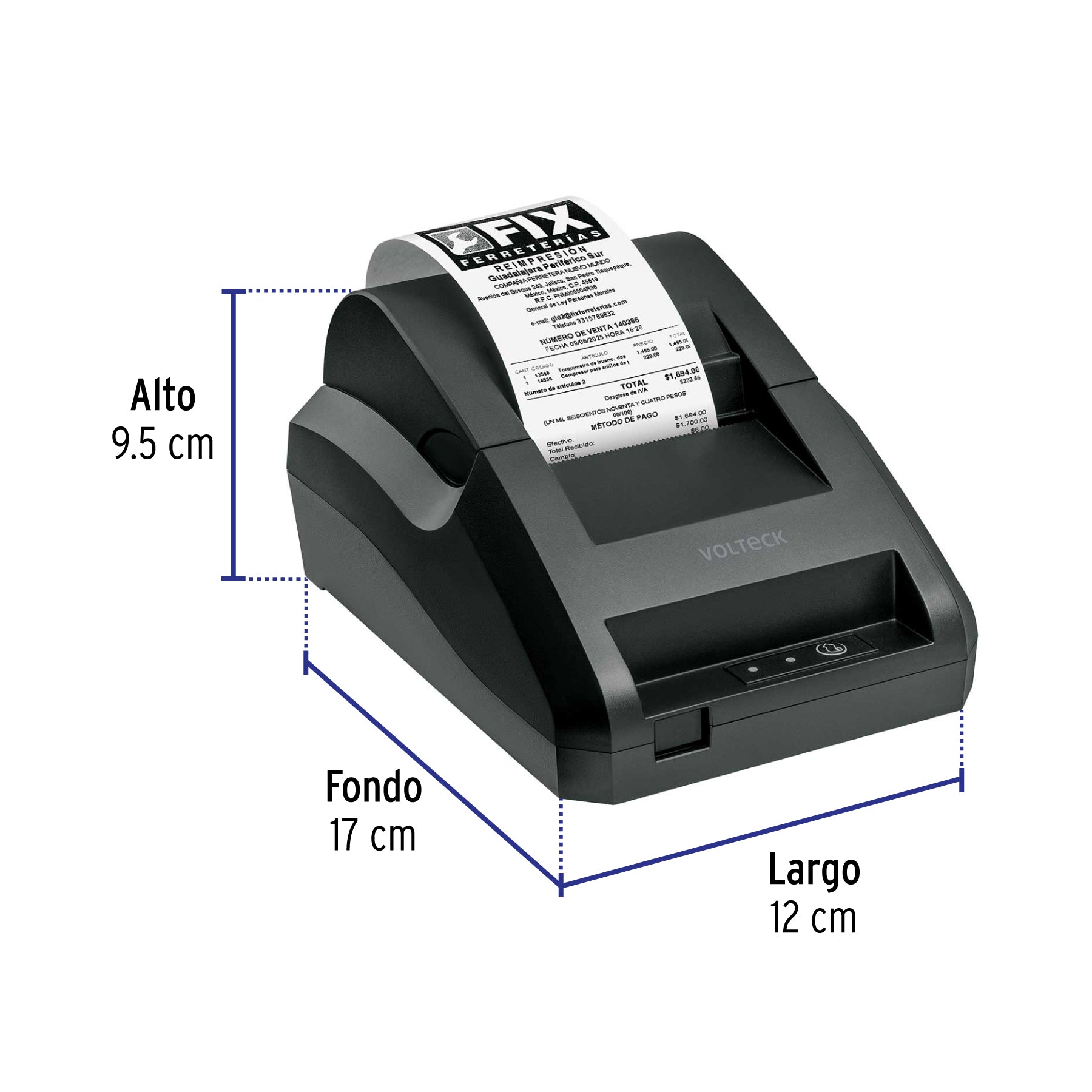 Impresora térmica de recibos 58 mm, USB+BT, corte manual