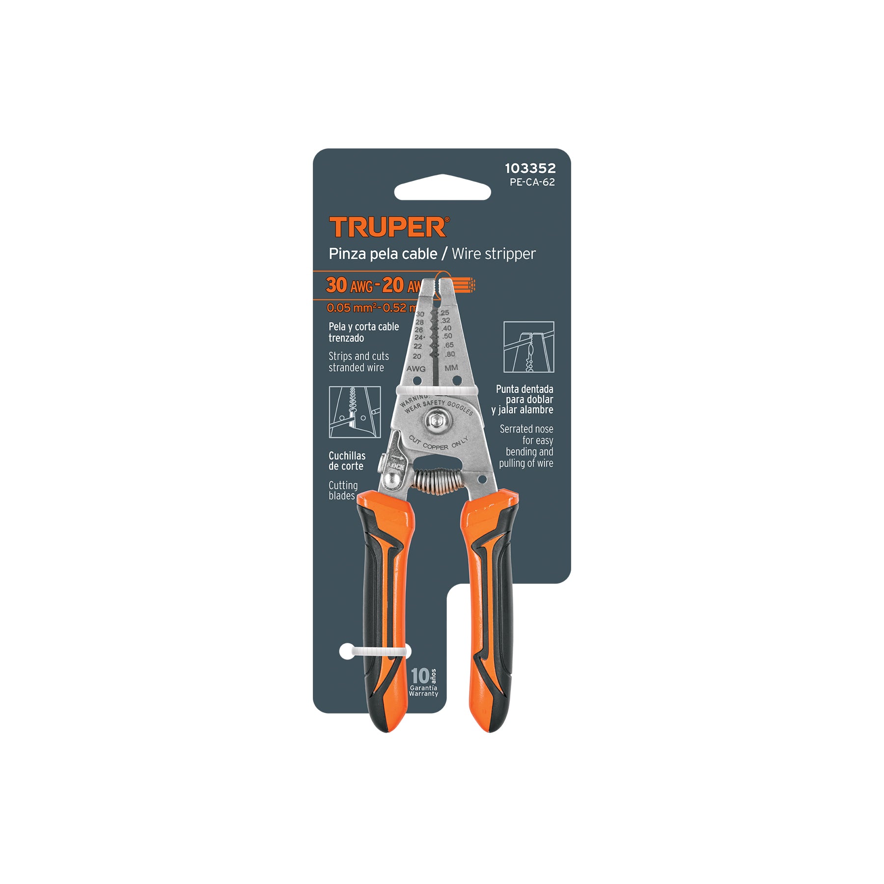 Pinza 6" pela cables, 30 a 20 AWG, TRUPER