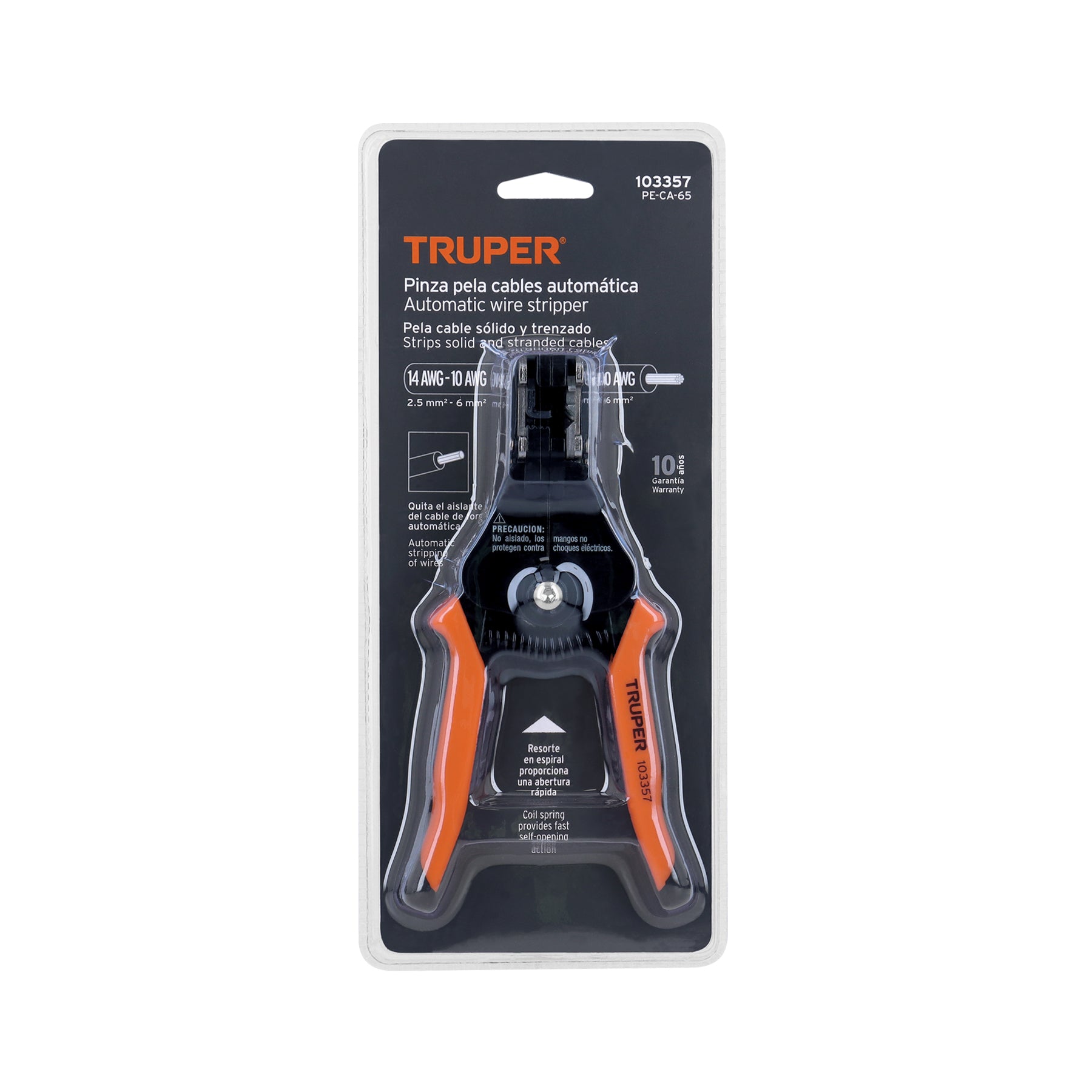 Pinza 6.5" pela cables automática, 14 a 10 AWG, TRUPER