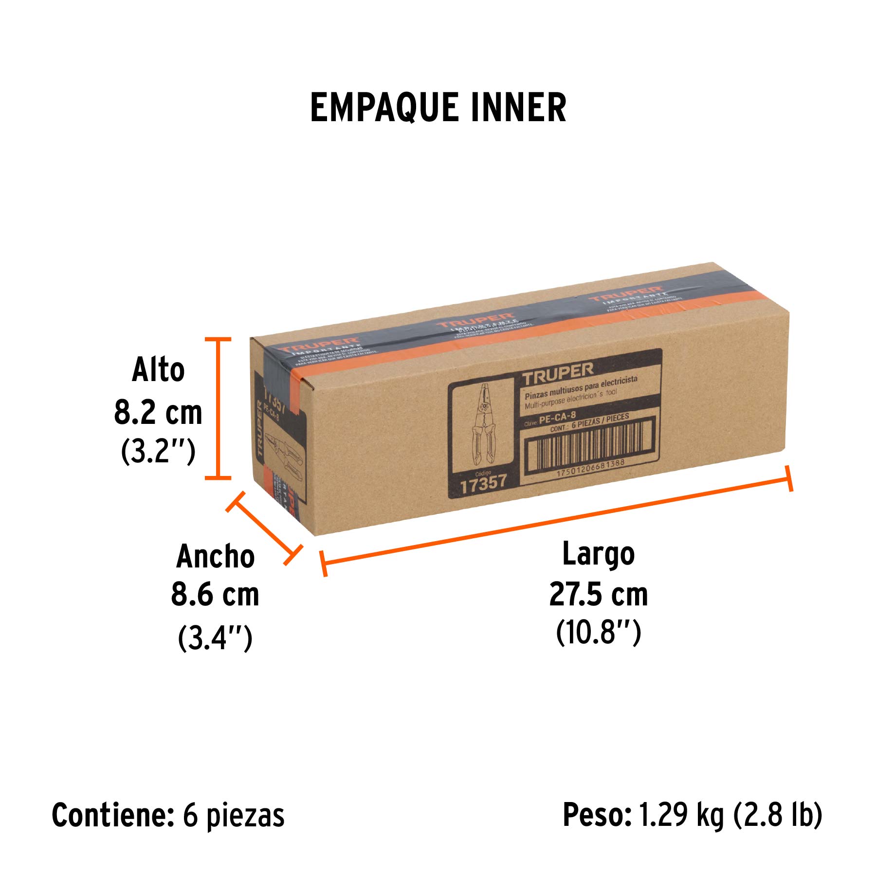 Pinza 8" pela cables, 24 a 12 AWG, TRUPER - Empaque