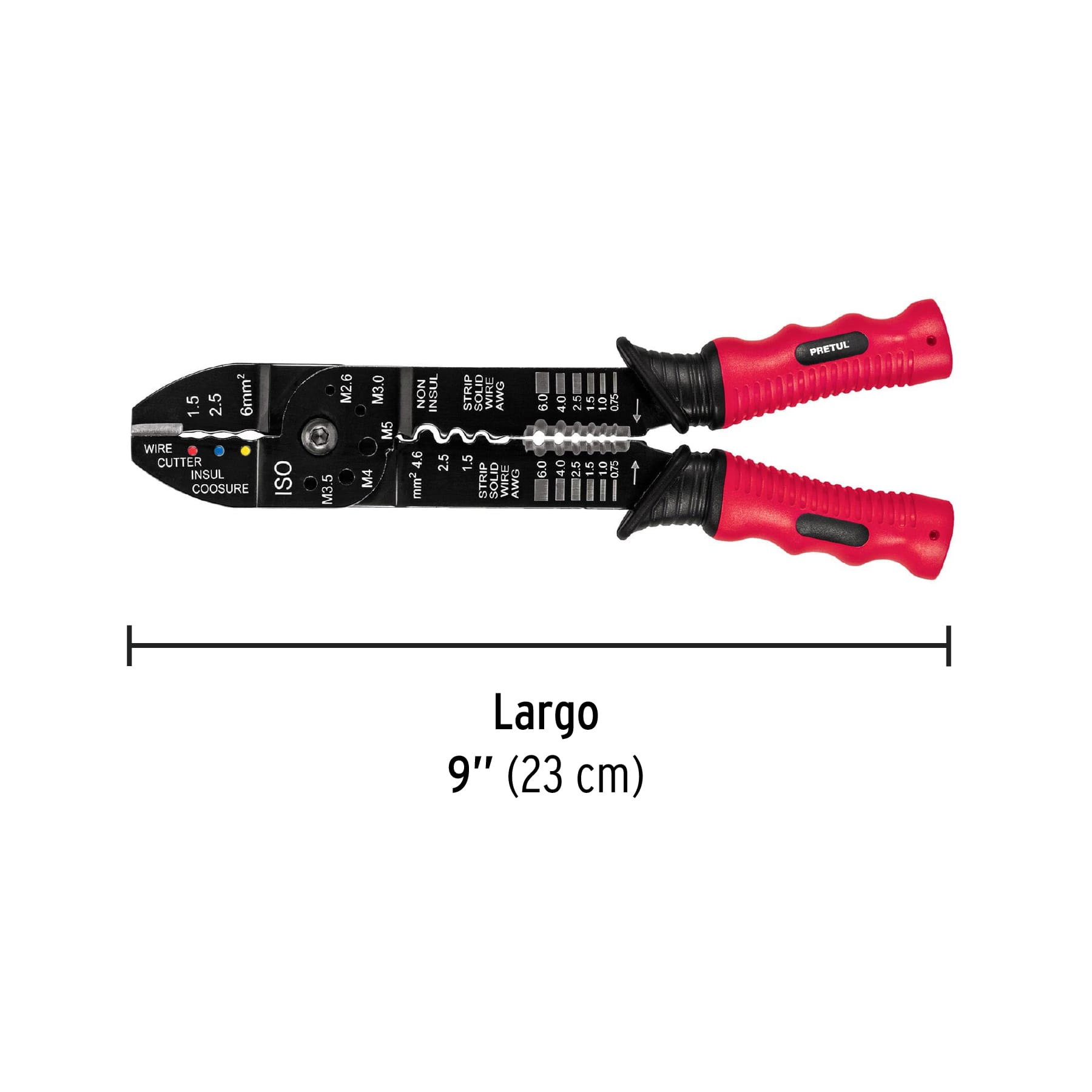 Pinza 9" pela cables, 18 a 10 AWG, PRETUL